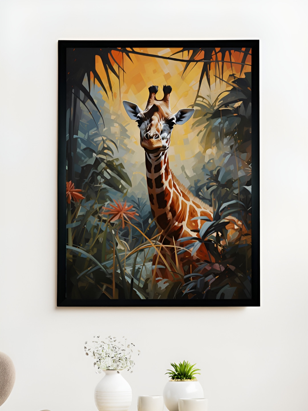 SOWPEACE Brown & Yellow Abstract Giraffe Canvas Painting Wall Art