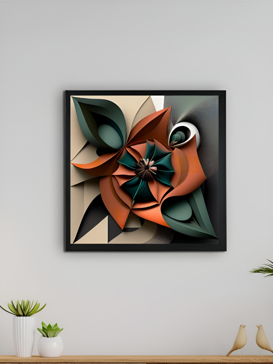 SOWPEACE Green & Rust Canvas Abstract Wall Art