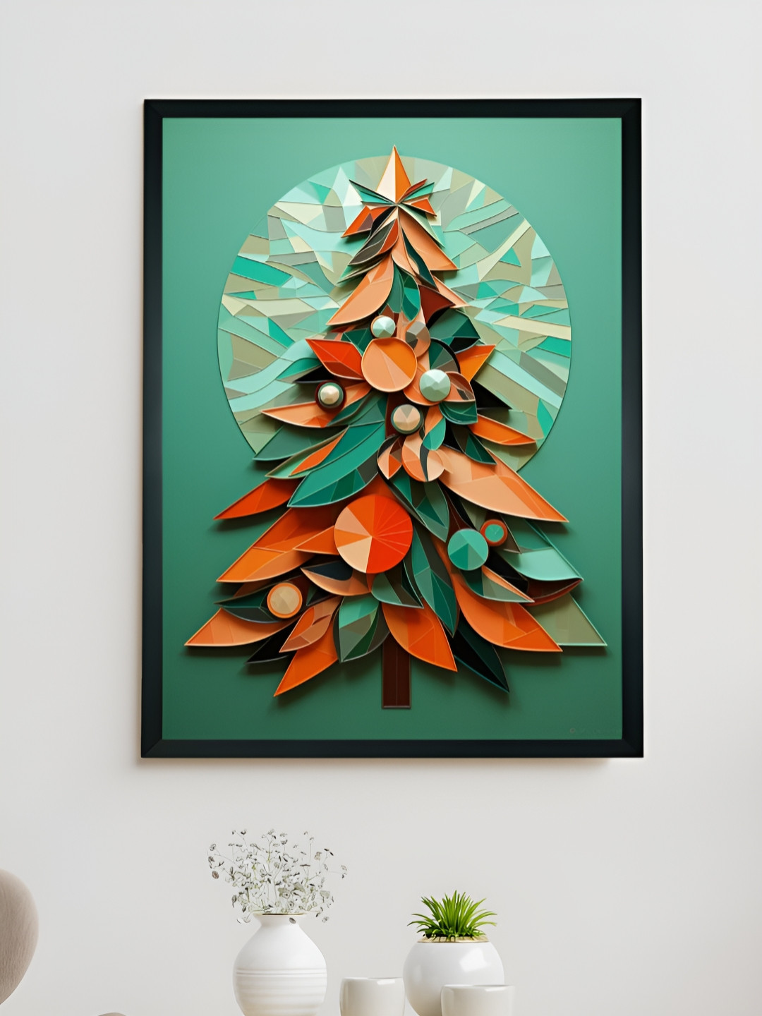 SOWPEACE Green & Red Canvas Abstract Wall Photographs