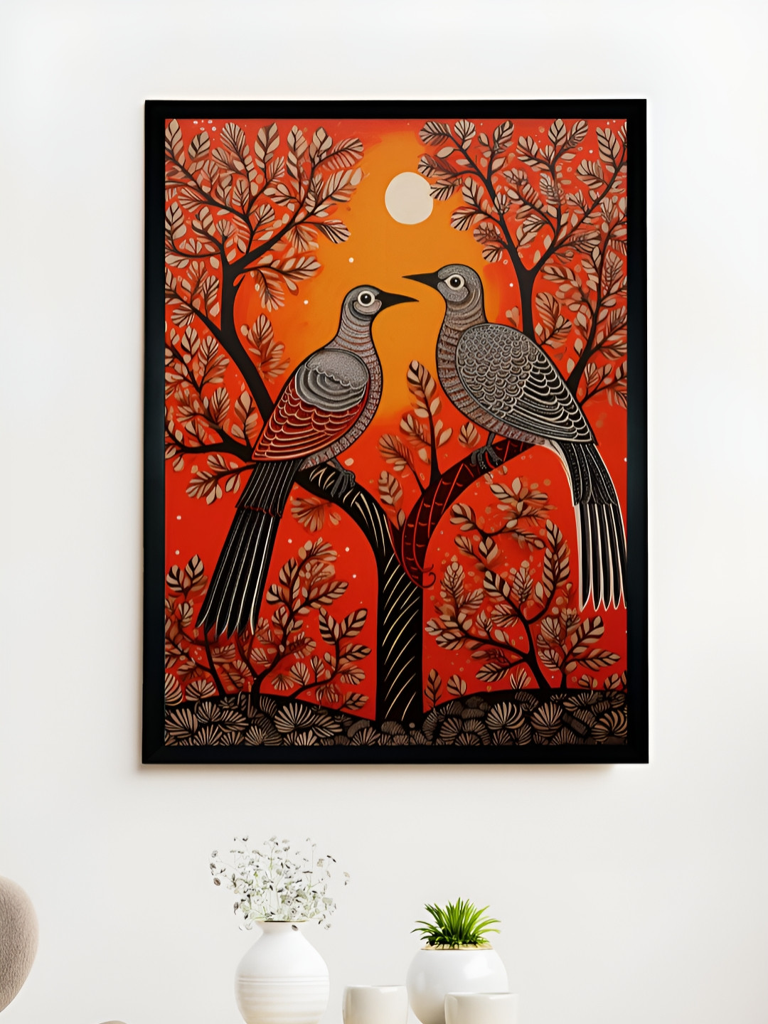 SOWPEACE Red & Brown Canvas Birds & Animals Wall Art