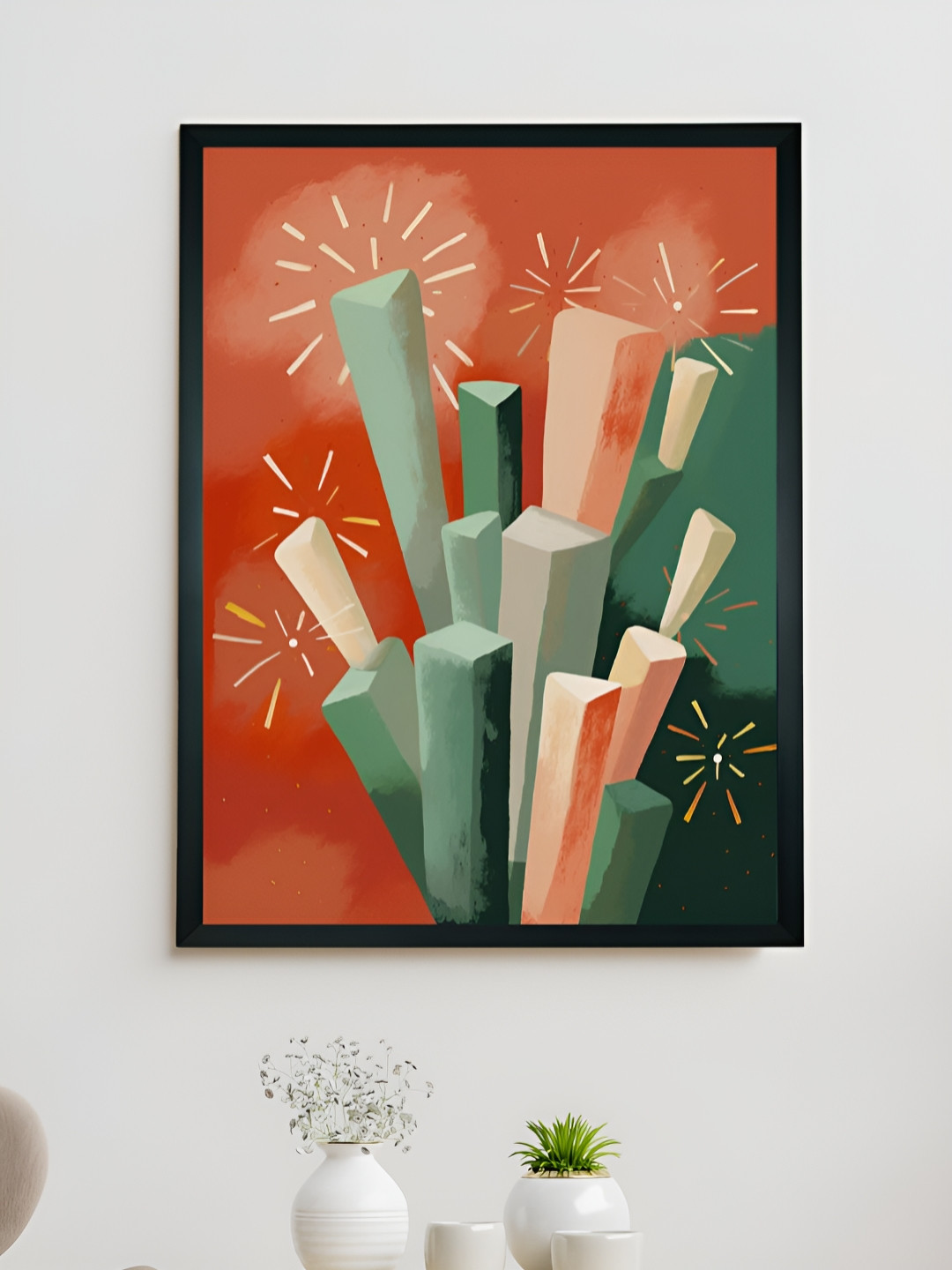 SOWPEACE Rust & Green Winter Sticks Photographs Wall Art