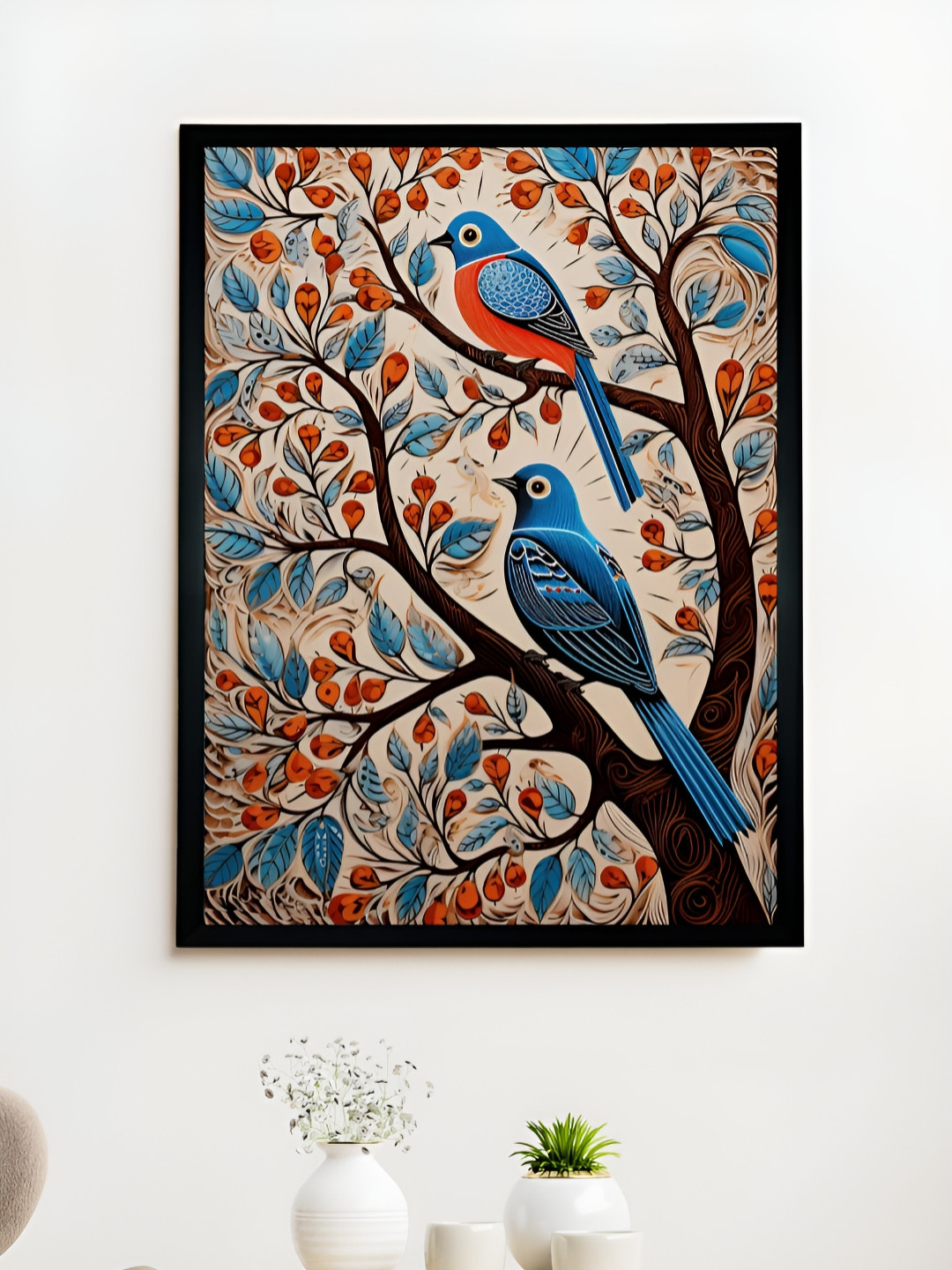 SOWPEACE Beige & Red Bird Canvas Painting Wall Art