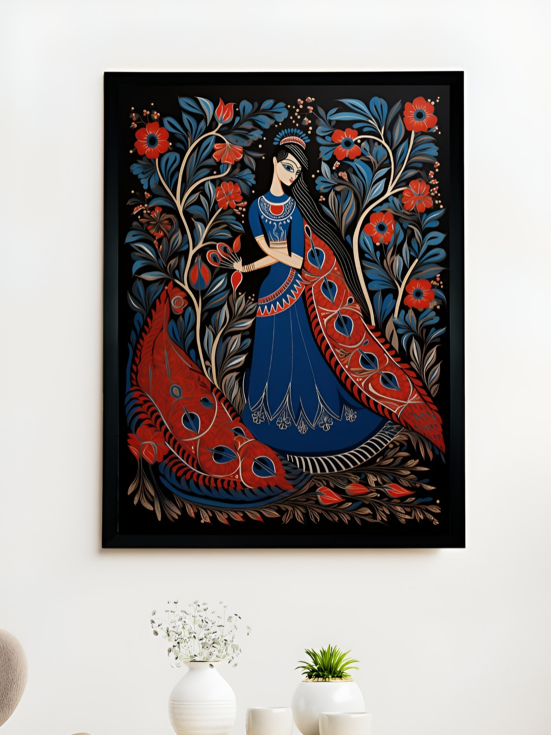 SOWPEACE Blue & Red Peacock Aura Masterpiece Photographs Wall Art