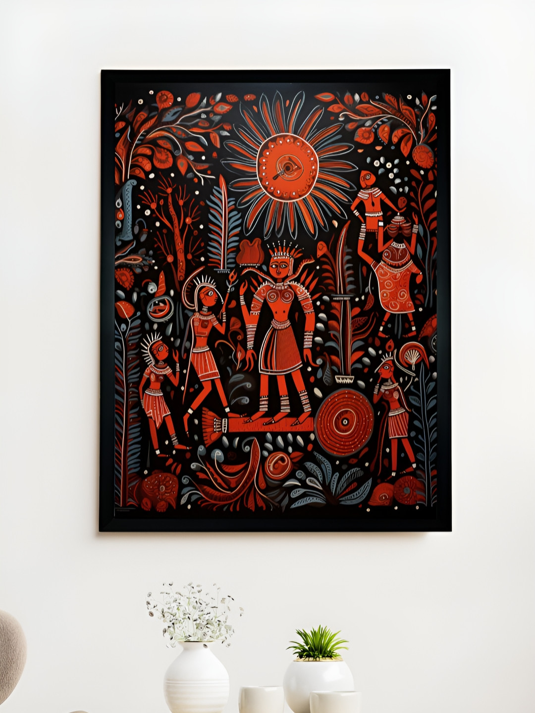 SOWPEACE Red & Black Abstract Canvas Wall Art