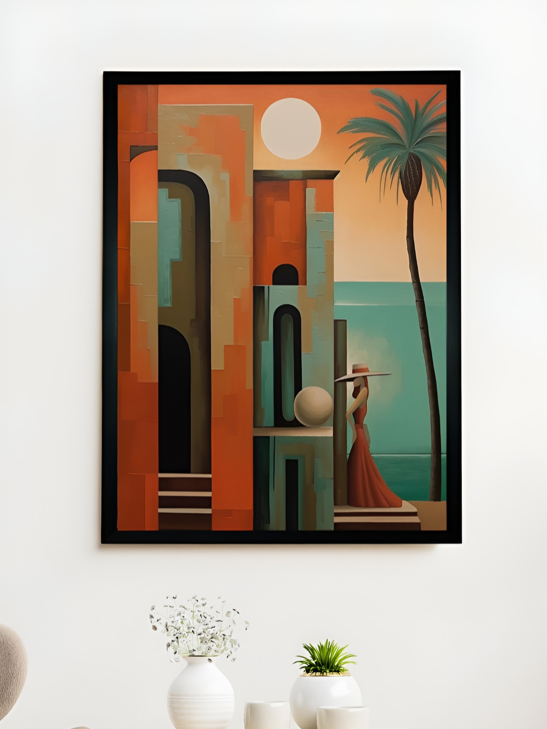 SOWPEACE Rust & Green Canvas Abstract Wall Photographs