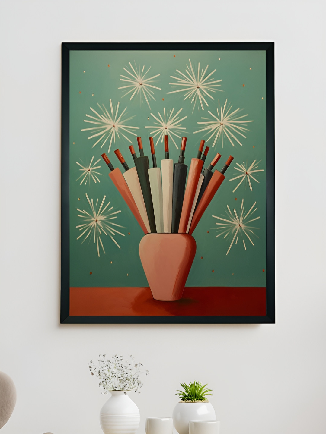 SOWPEACE Green & Rust Canvas Abstract Wall Art