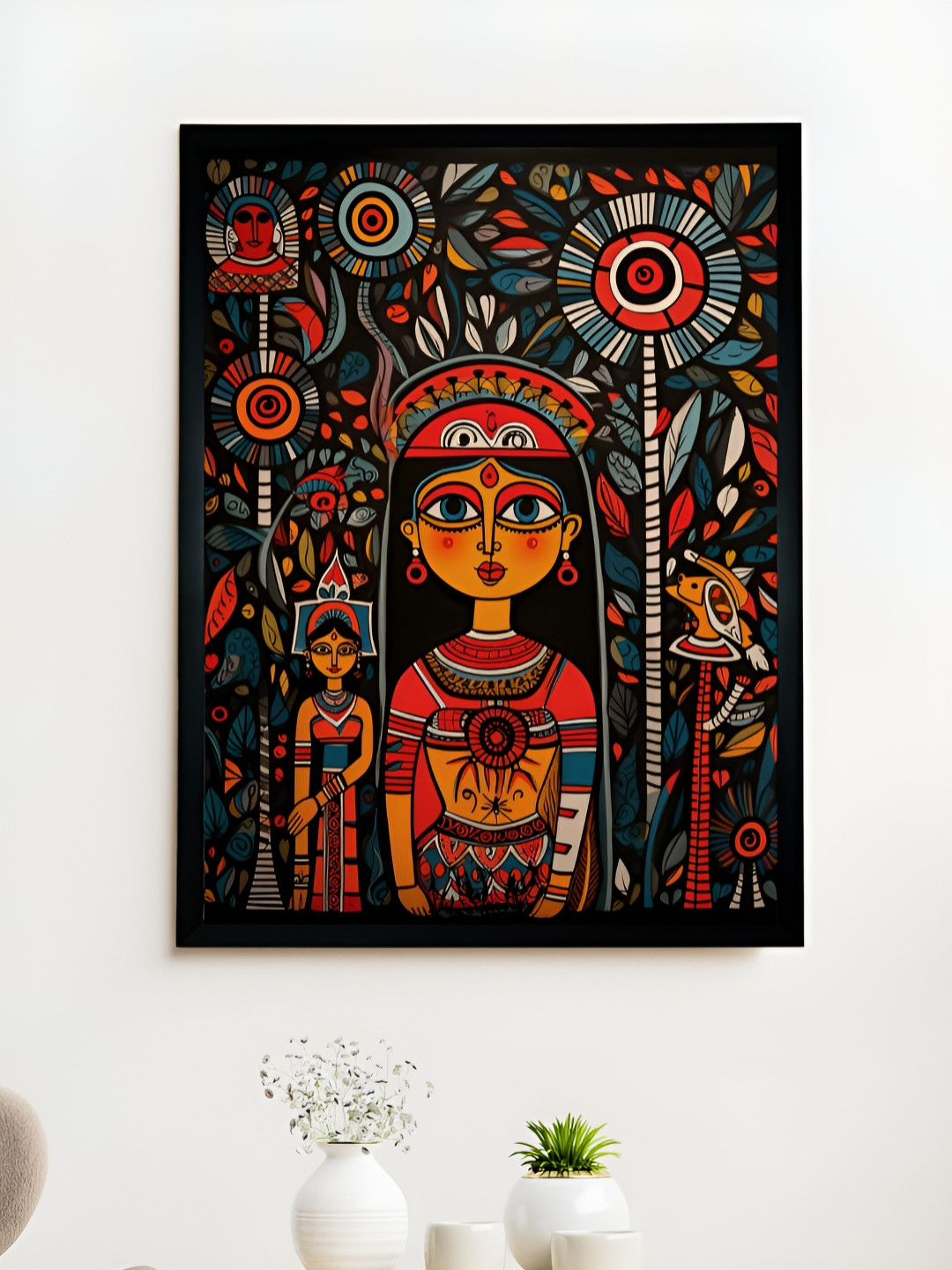 SOWPEACE Red & Blue Artisan Canvas Wall Decor