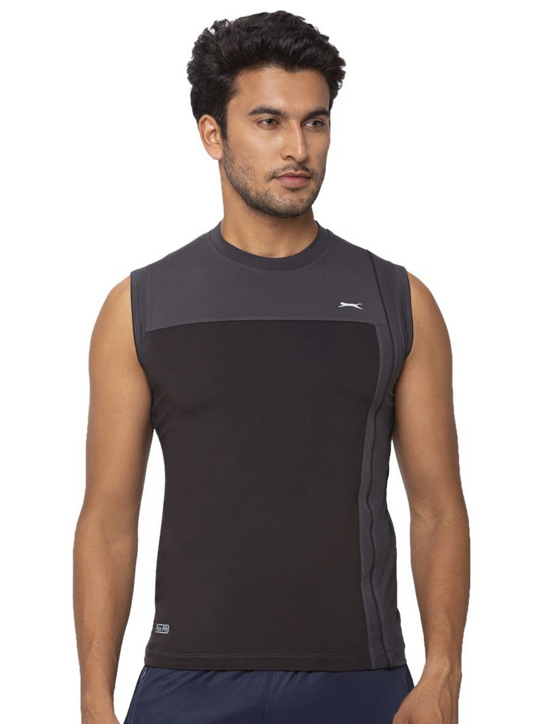 Black Panther Men Colourblocked Sleeveless Dri-FIT Pockets T-shirt