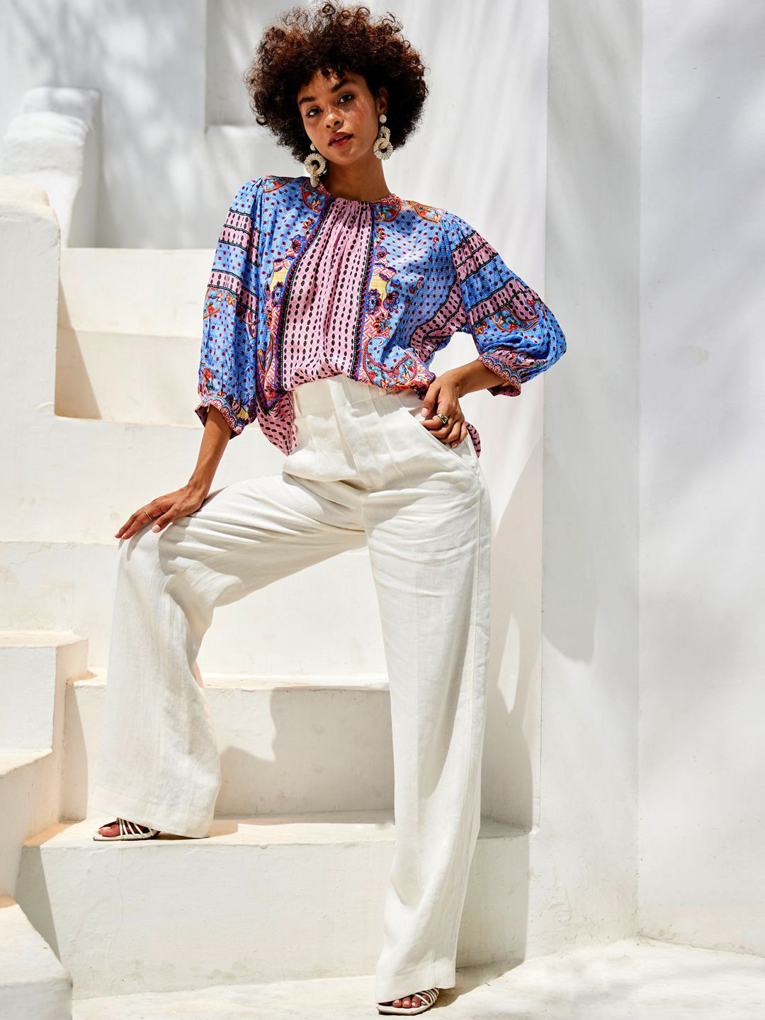 Bhanuni By Jyoti Blue Printed Top