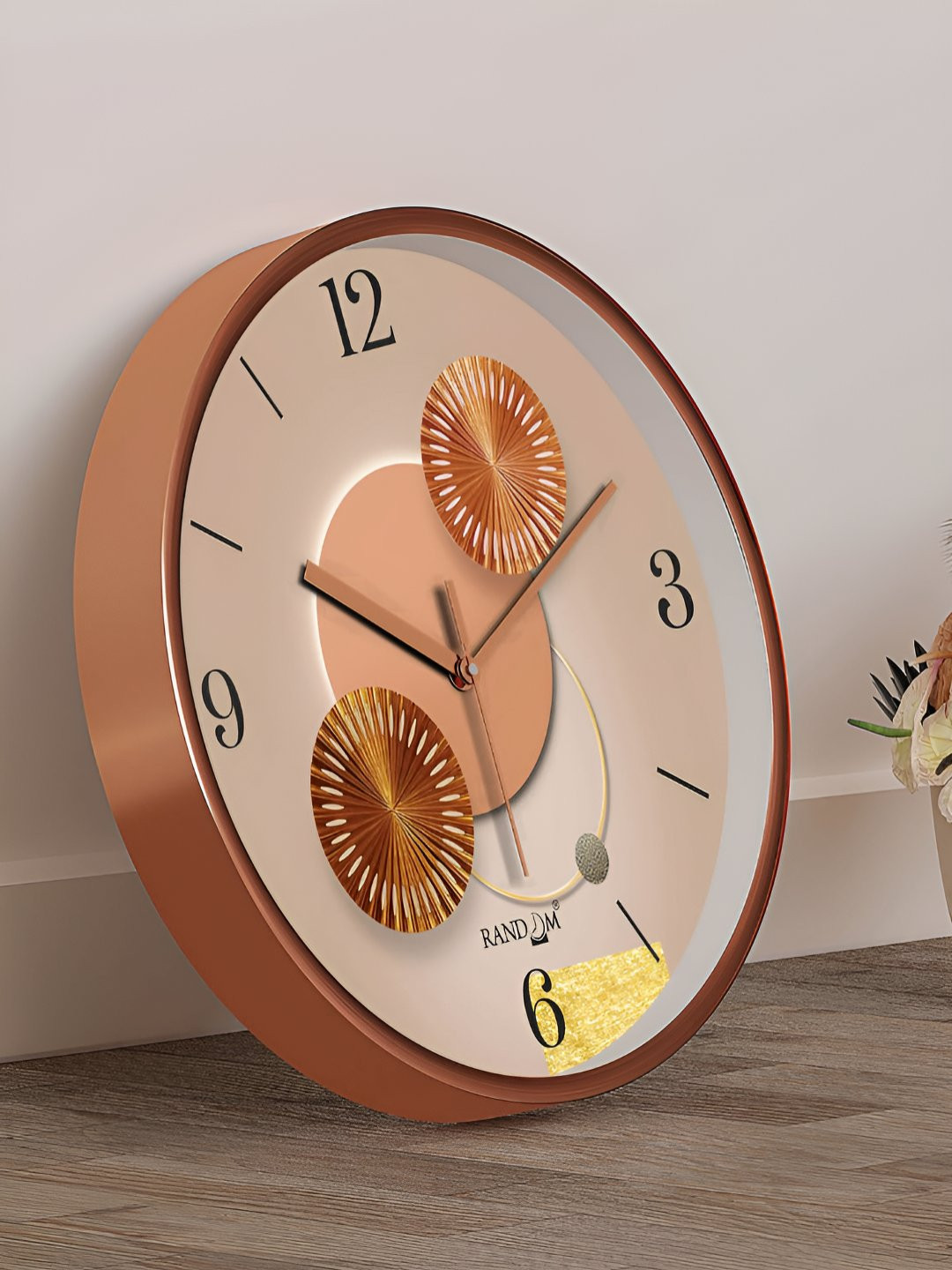 RANDOM Brown Plastic Tic-Toc Movement Round Battery Analogue Wall Clock-30.5cm