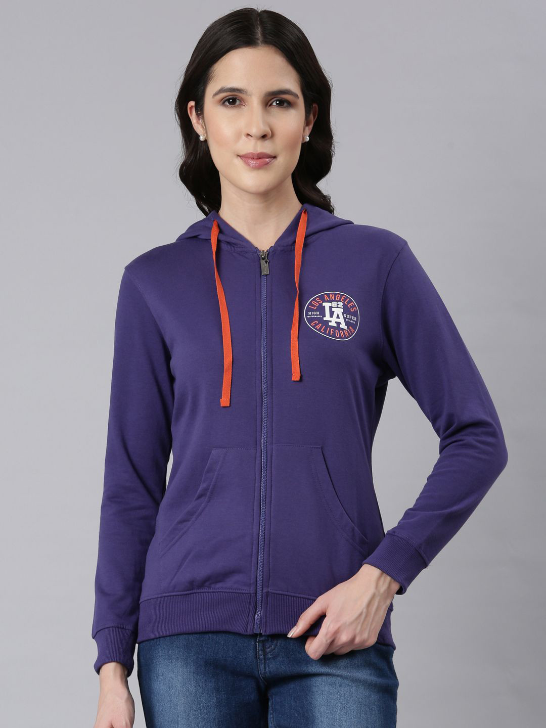 DIXCY SCOTT Slimz Women Hooded Sweatshirt Nova Hoodie Navy Blue-Navy Blue