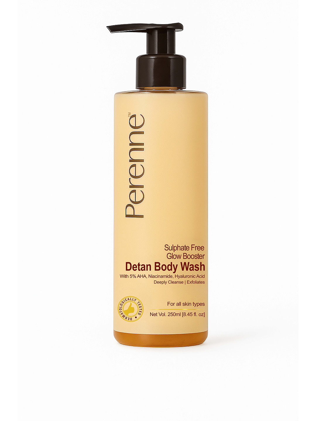 Perenne Sulphate Free Glow Booster Detan Body Wash with 5% AHA & Niacinamide - 250ml