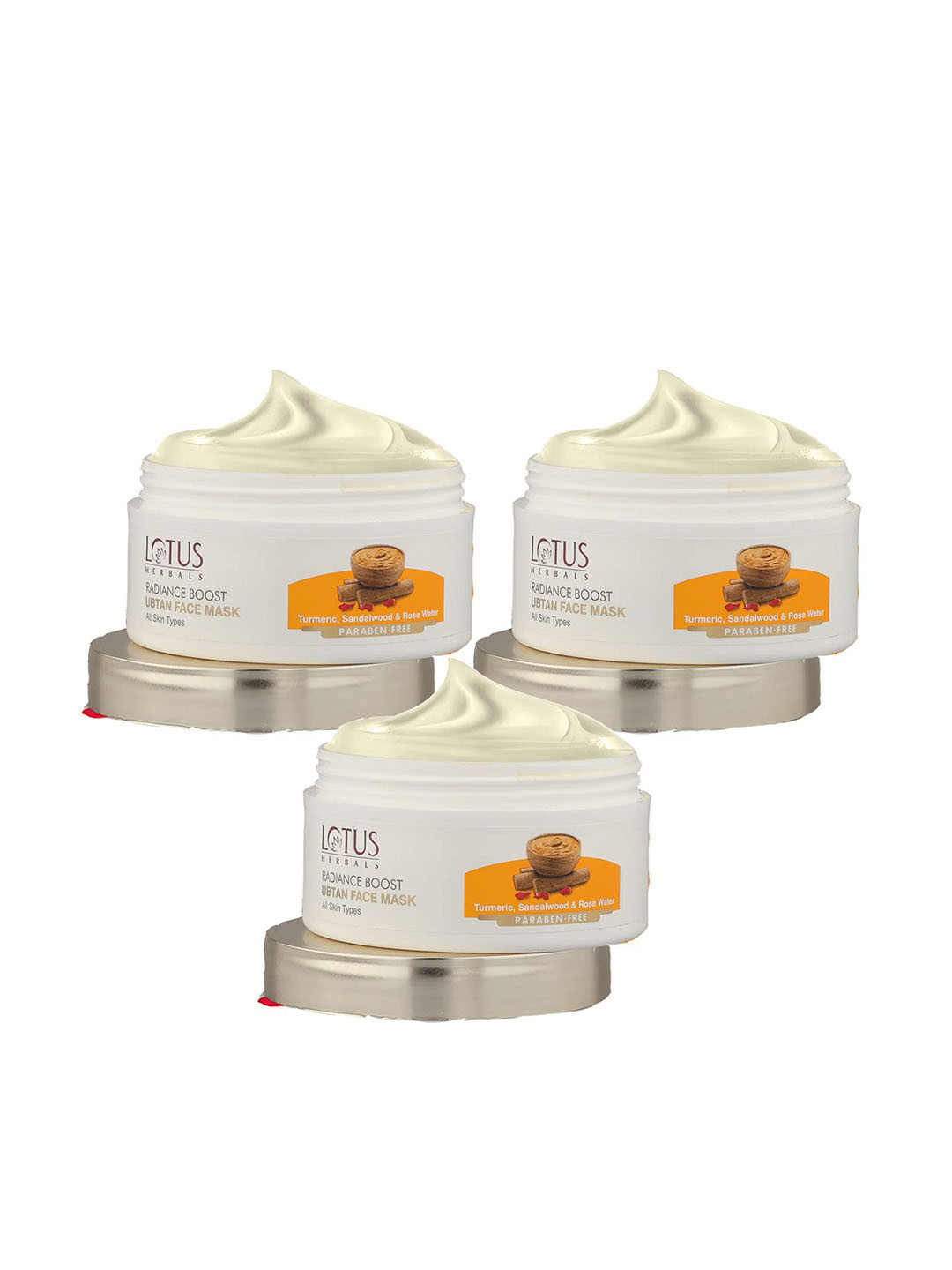 Lotus Herbals 3- Pcs Radiance Boost Ubtan Face Mask-100g Each