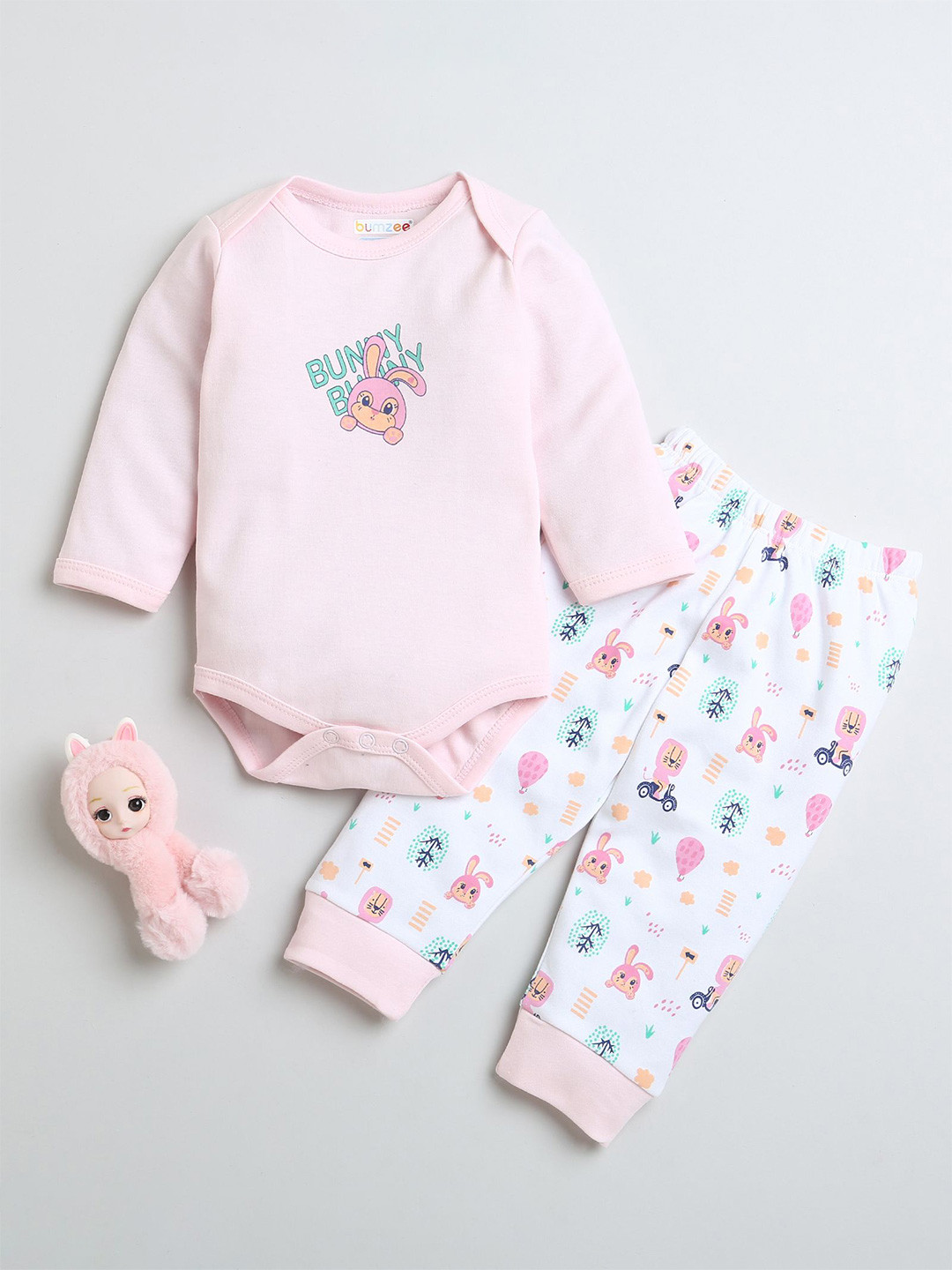 BUMZEE Girls Printed Pure Cotton Leotard with Trousers