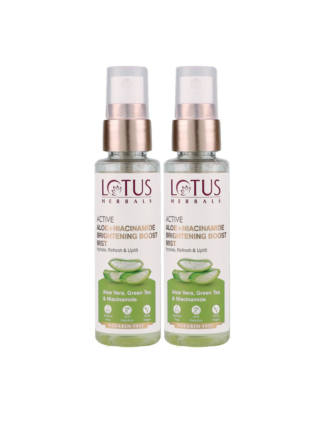Lotus Herbals Set of 3 Aloe Niacinamide Brightening Hydrate Uplift Boost Mist - 50 ml ach