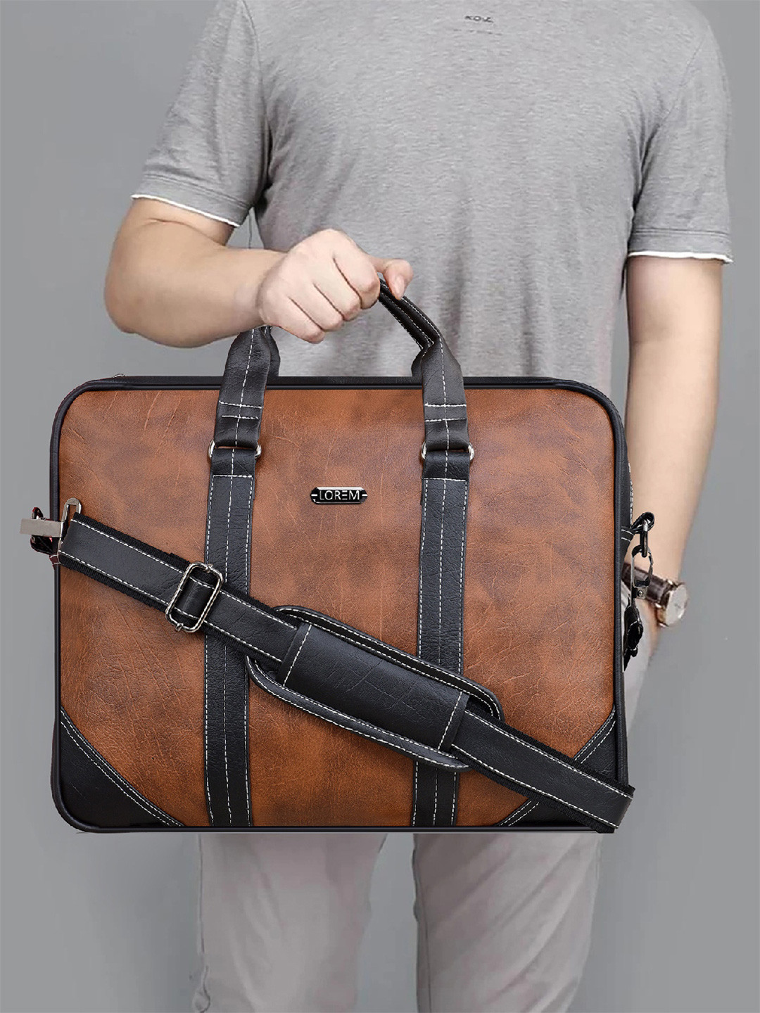 LOREM Unisex Textured Laptop Bag