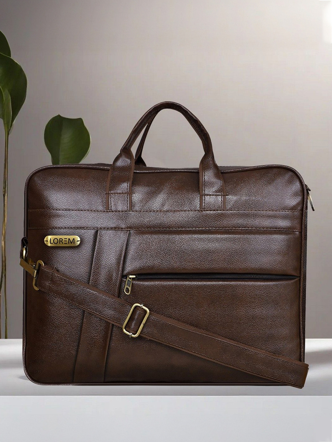 LOREM Unisex Synthetic Leather Textured Laptop Bag