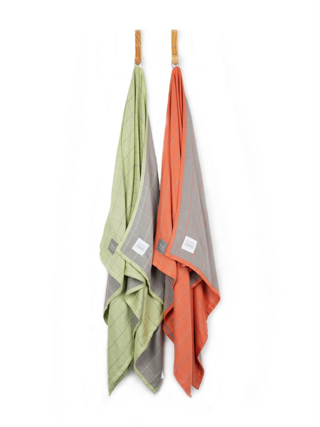 Doctor Towel Green & Orange Striped 350GSM Set of 2 Anti-Bacterial Banana Towels set