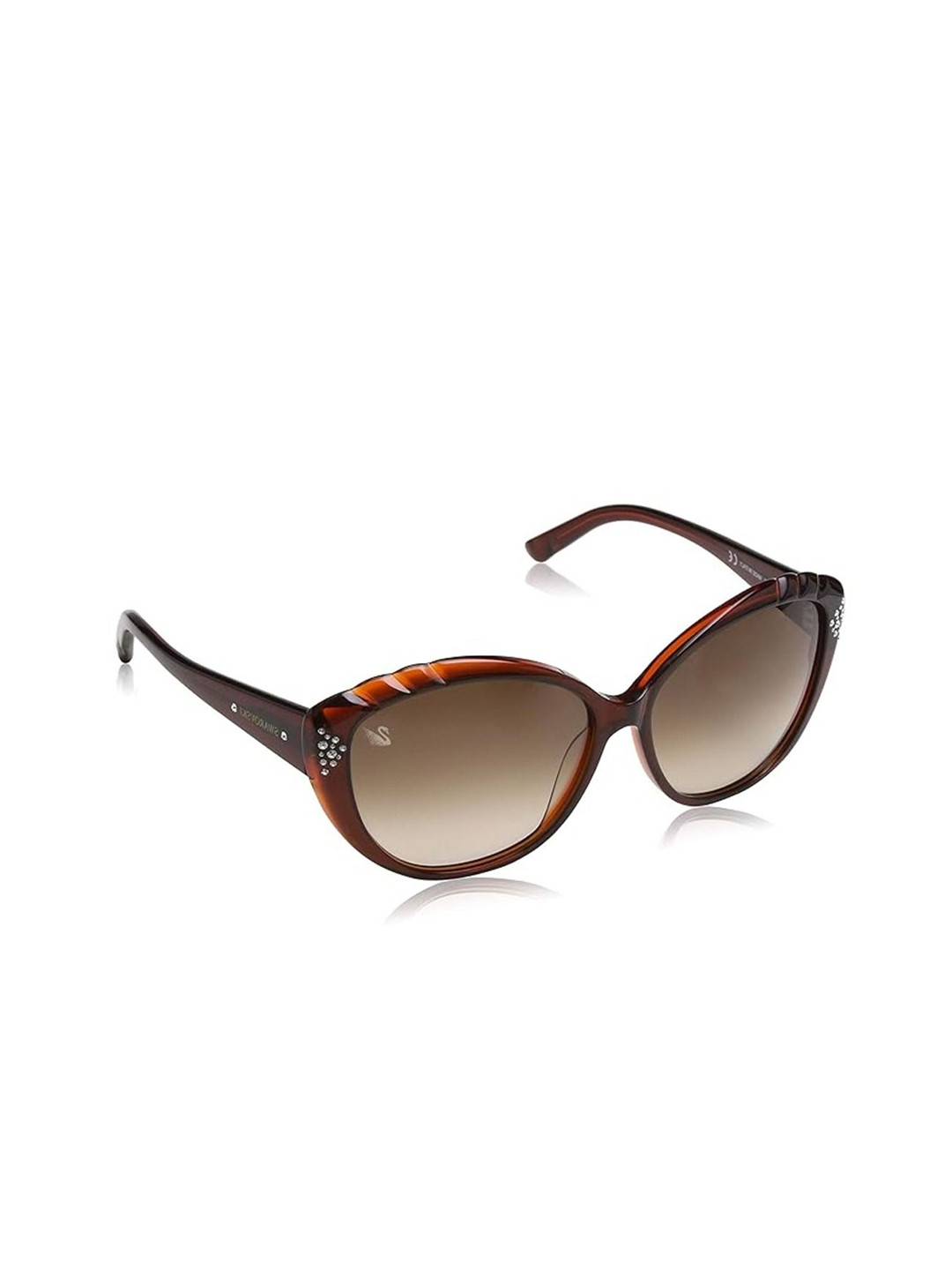 SWAROVSKI Women Oval Sunglasses With UV Protected Lens SK0056 61 45F-Brown