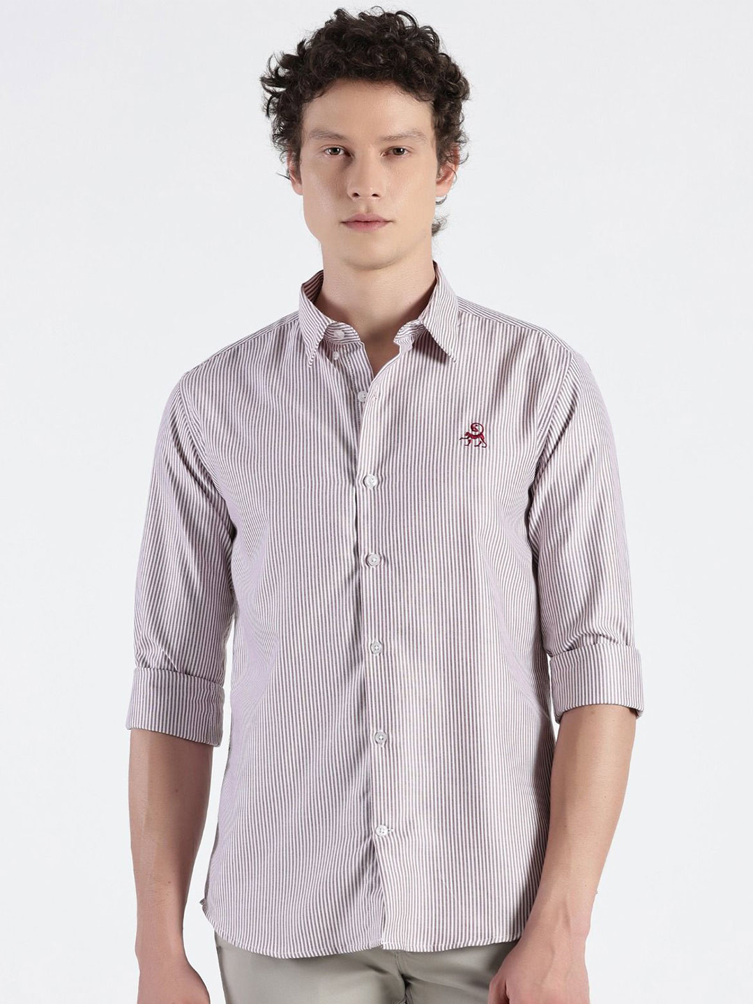 MISCHIEF MONKEY Men STRIPE Classic Tailored Fit Opaque Casual Shirt