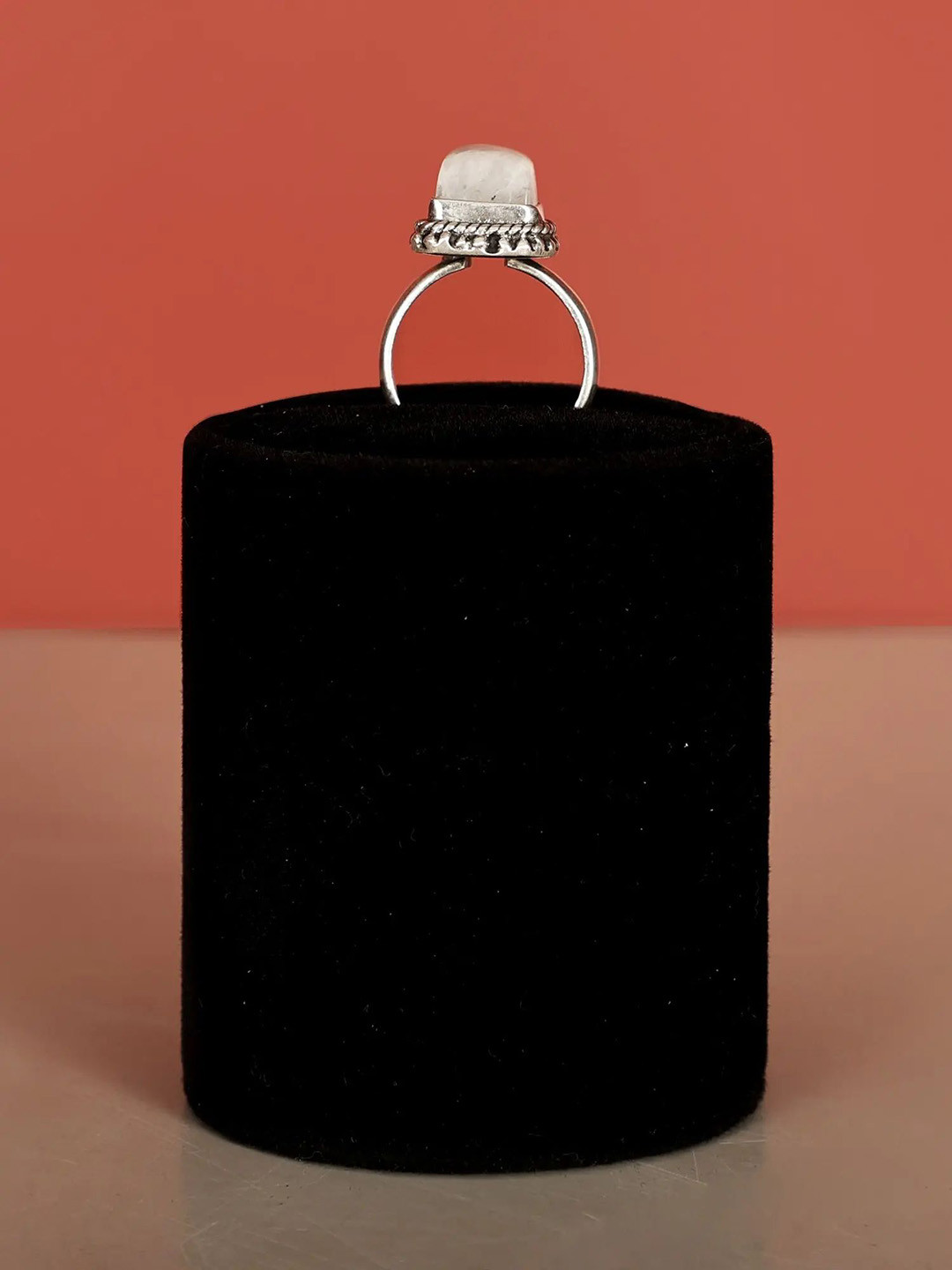 Exotic India Rainbow Moonstone Sterling Silver Ring
