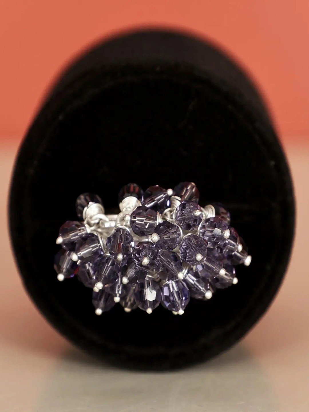 Exotic India Amethyst with Unbelievable Swarovski Gypsy Sterling Silver Ring