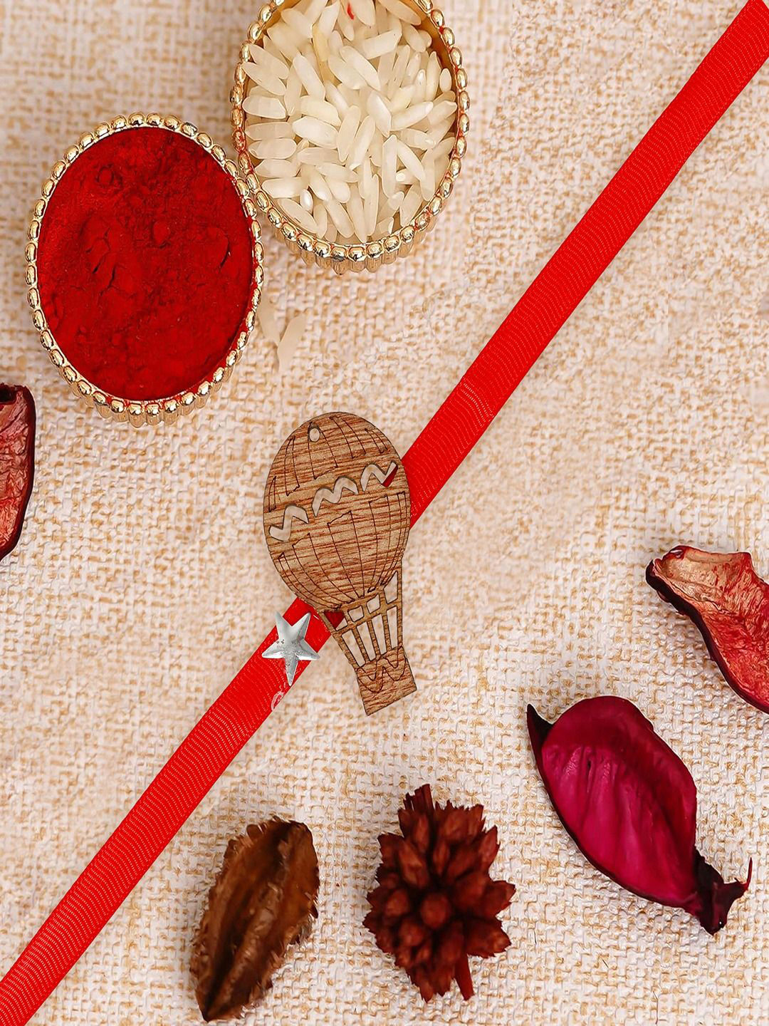 UNIVERSITY TRENDZ Kids Parachute Wooden Thread Rakhi