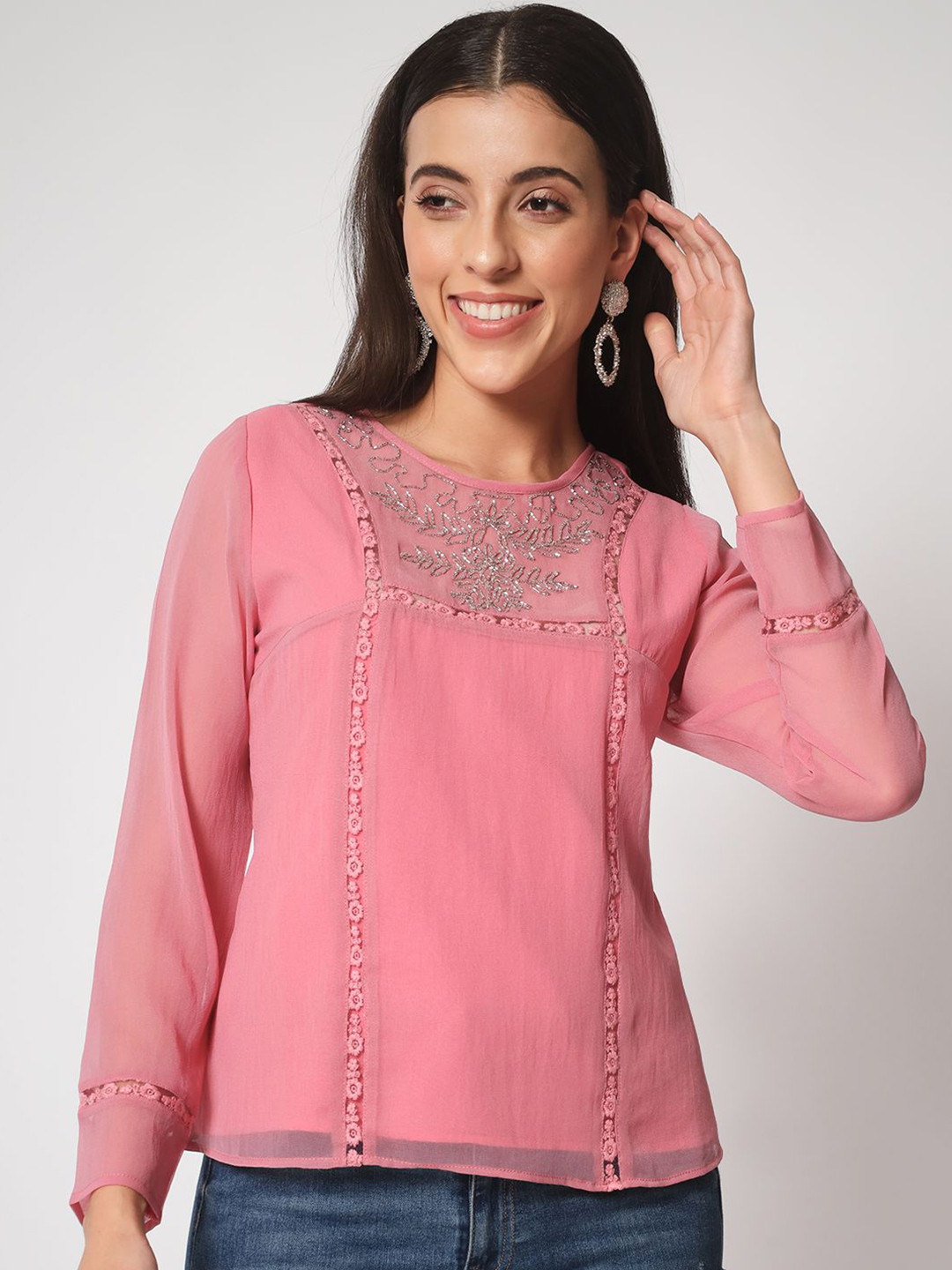 ARDITA Georgette Styled Back Top