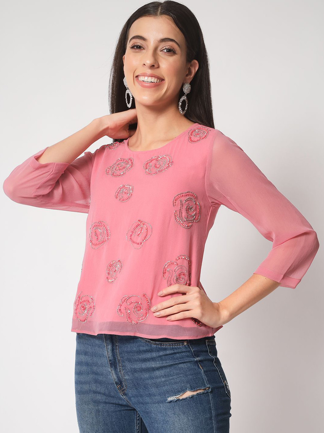 ARDITA Georgette Styled Back Top