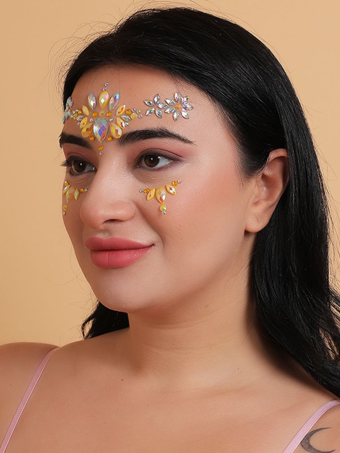COLOR STYLE Faux Stone Studded Face & Body Jewel Bindi - Diamond Rush