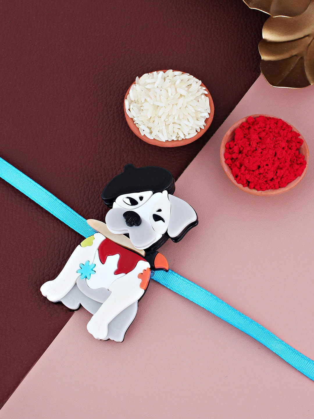 LUCKY JEWELLERY Boys Cartoon Dog Rakhi with Roli Chawal & Greeting Card