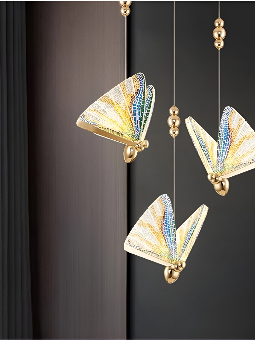 SHRI MAHAL ANTIQUES Gold Toned & Transparent Textured Metal Contemporary Ceiling Lamp