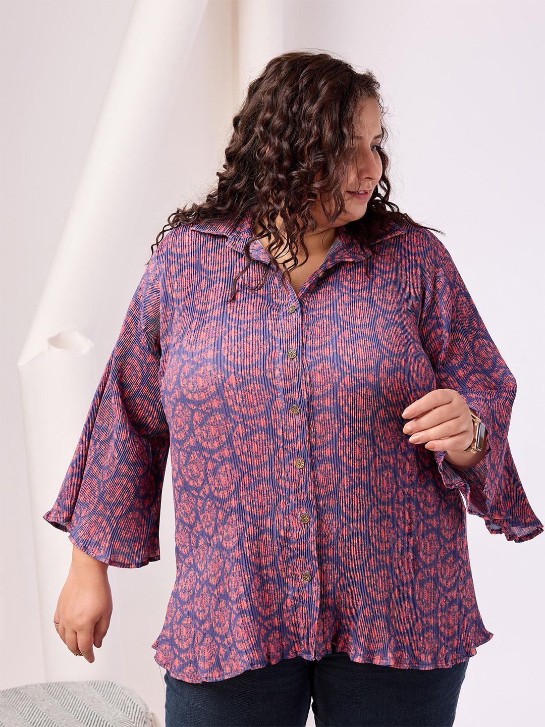 ONRA Women Plus Size Standard Printed Casual Shirt
