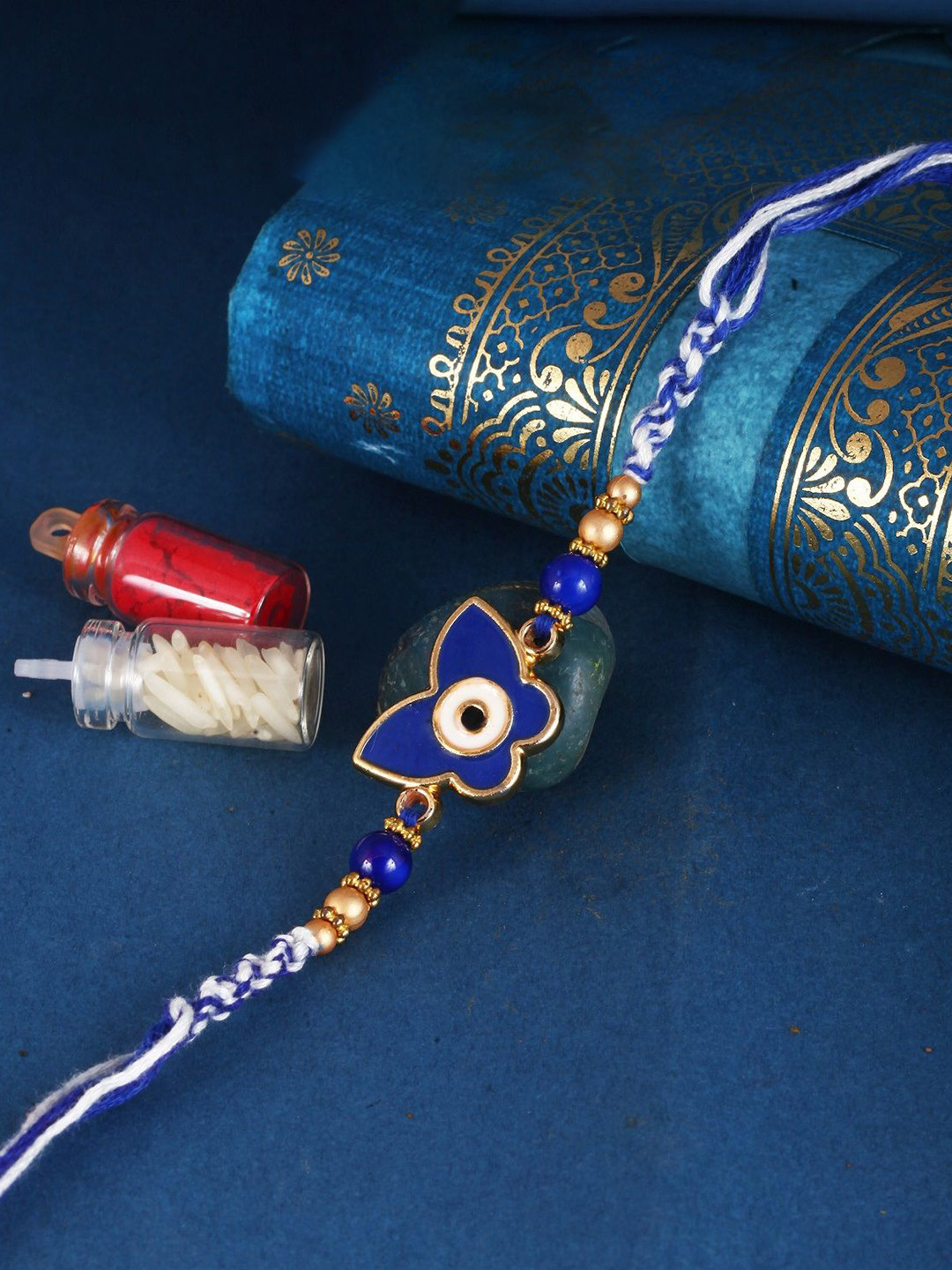 Vighnaharta Boys Gold And Rhodium Plated Buterfly Thread Rakhi
