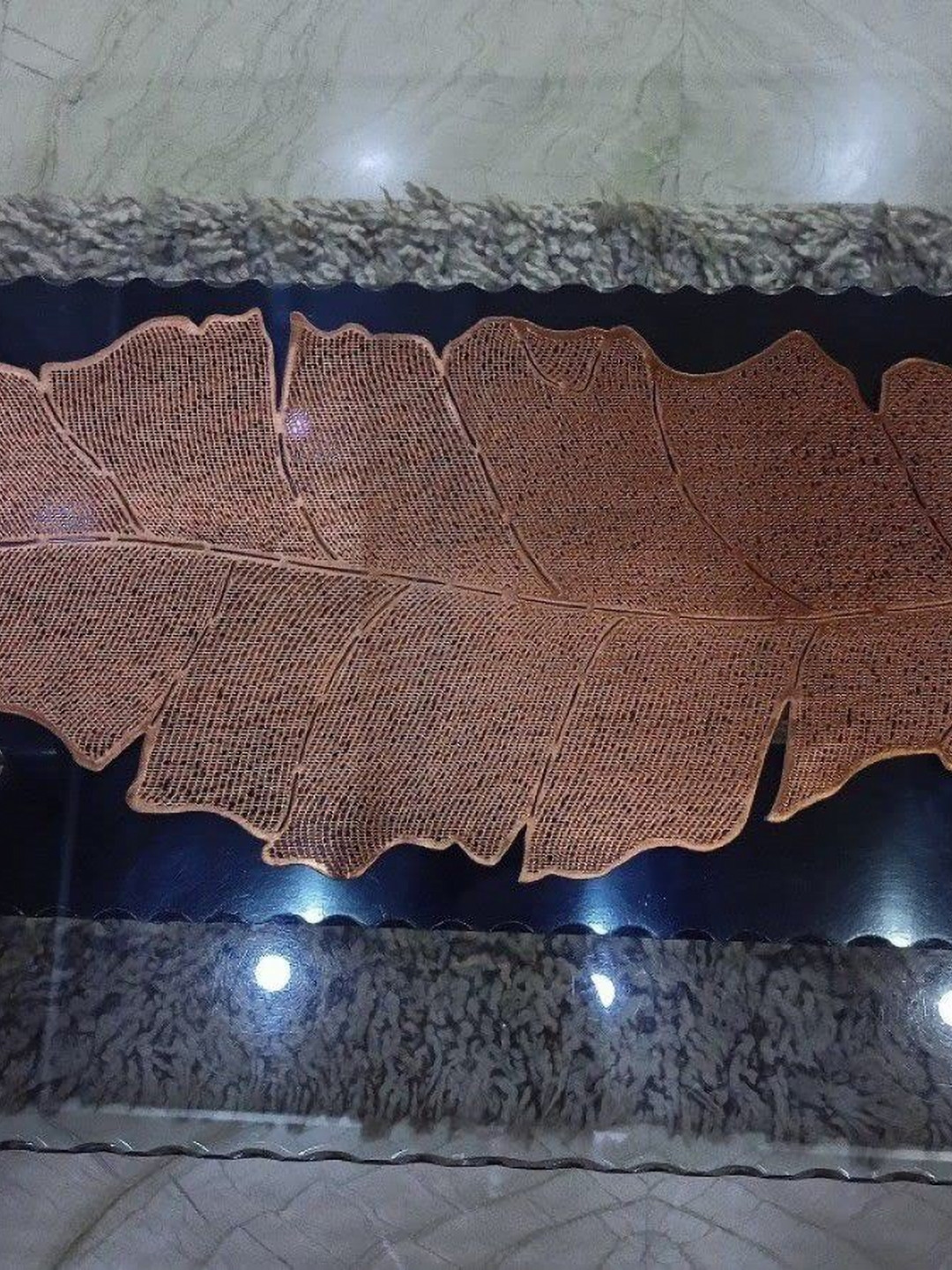 LooMantha Copper Toned Kela Patta Table Runner