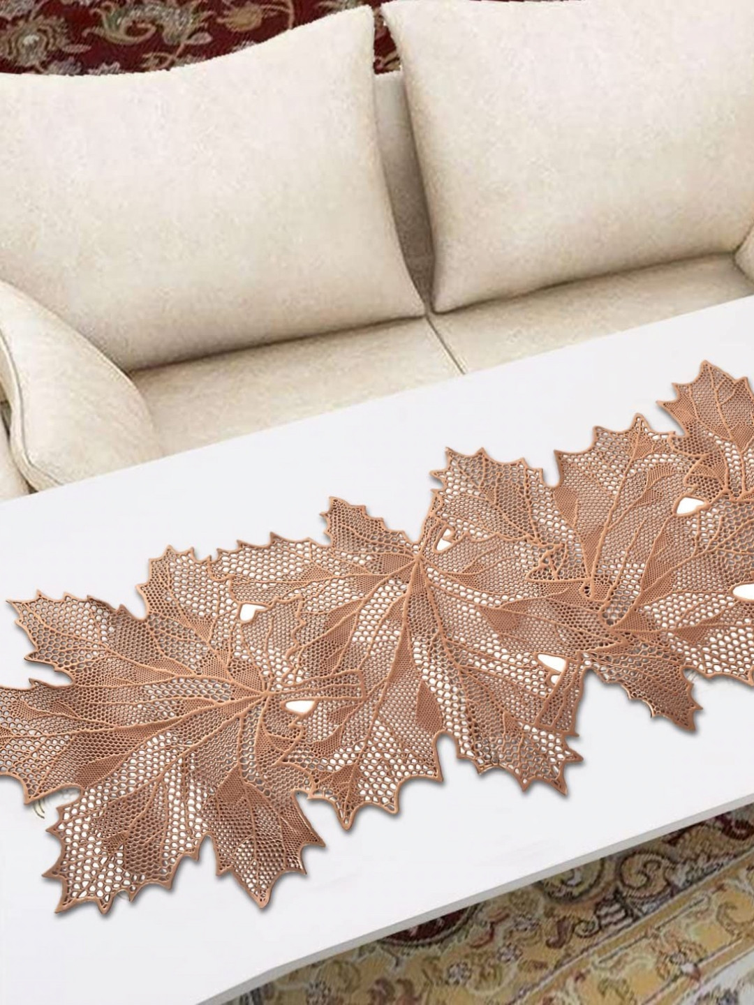 LooMantha Copper Toned Textured Patjhad Table Runners