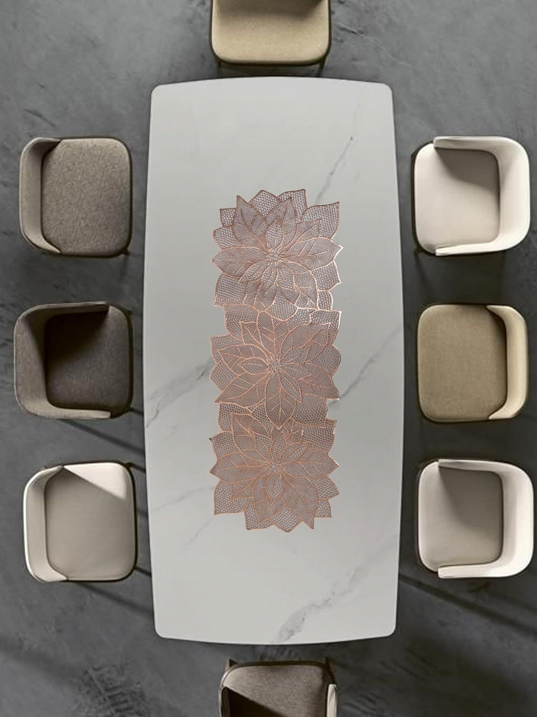 LooMantha Copper Toned Floral Textured Sunflower Table Runners