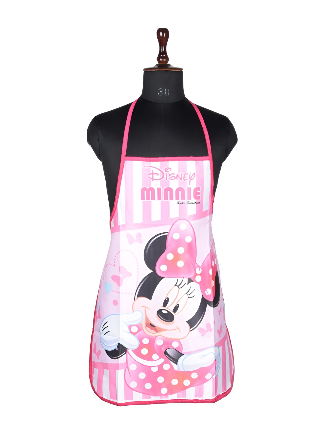 Kuber Industries Pink & White Disney Minnie Printed Waterproof Kitchen Apron