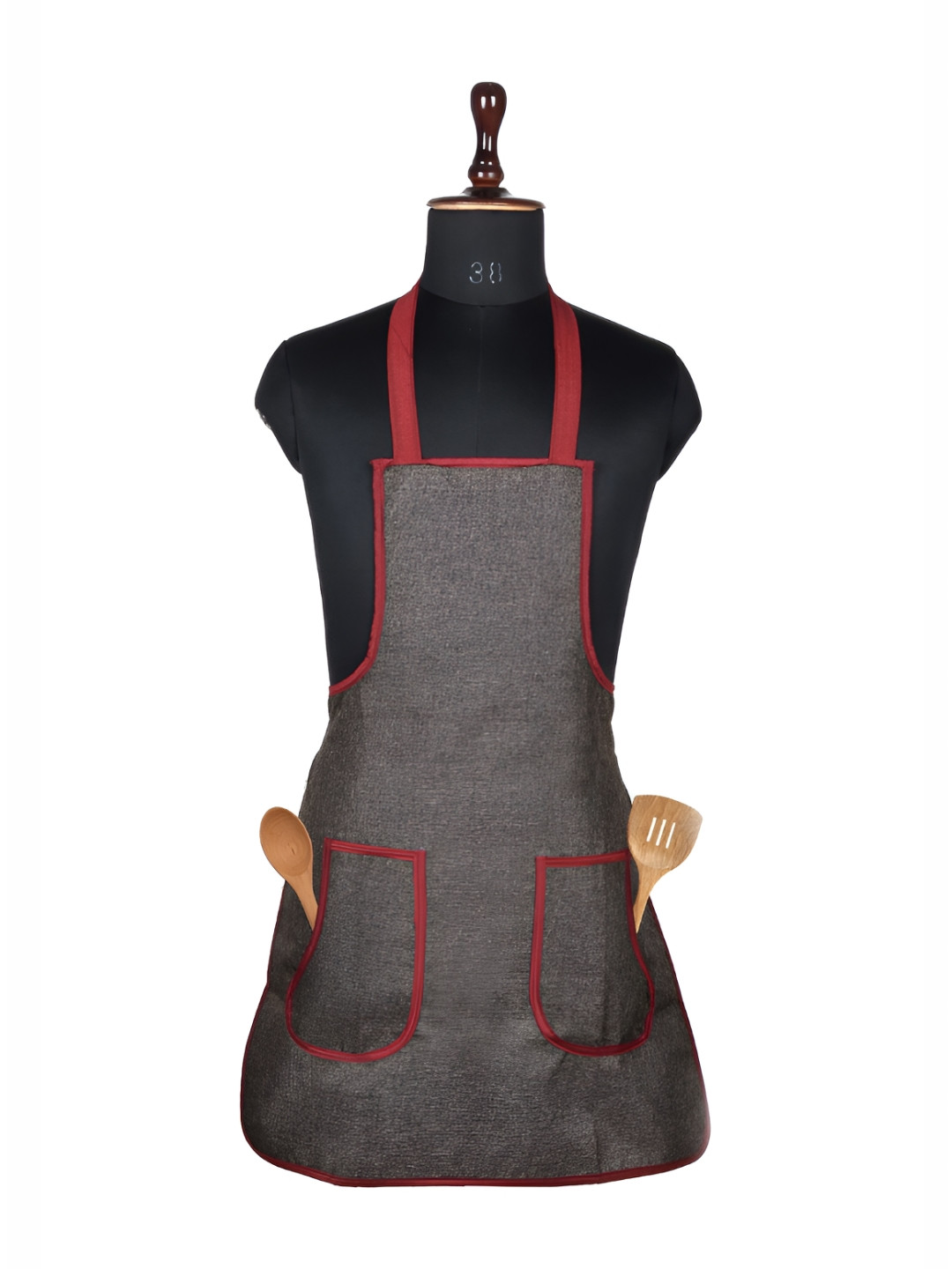 Kuber Industries Dark Brown & Red Jute Kitchen Apron