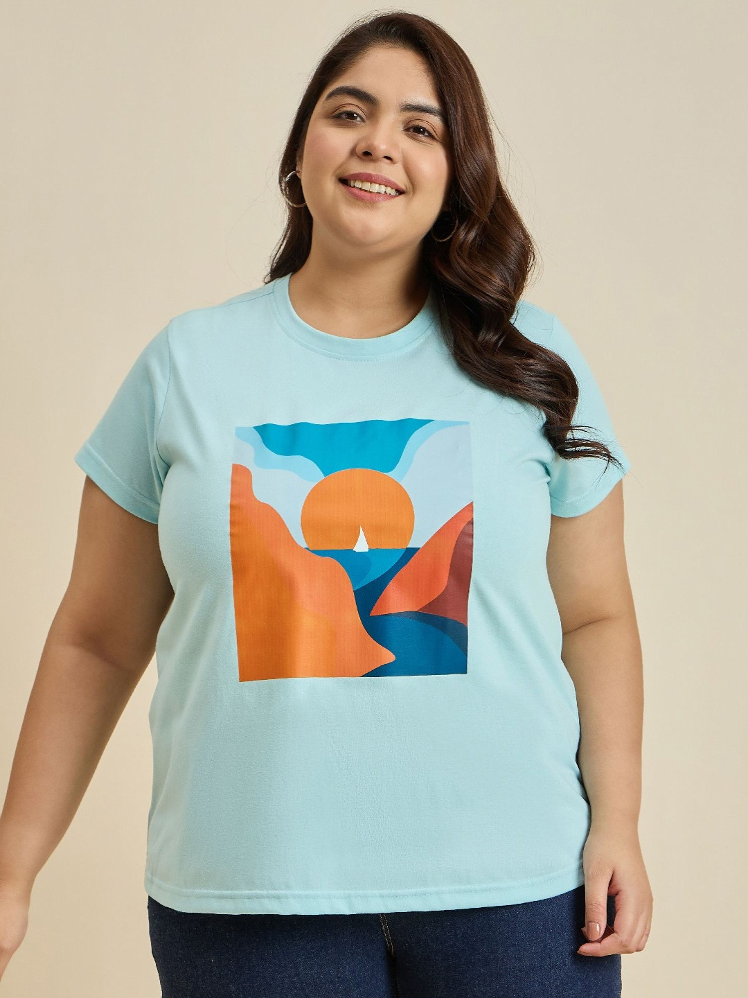 Sztori Women Digital Printed T-shirt