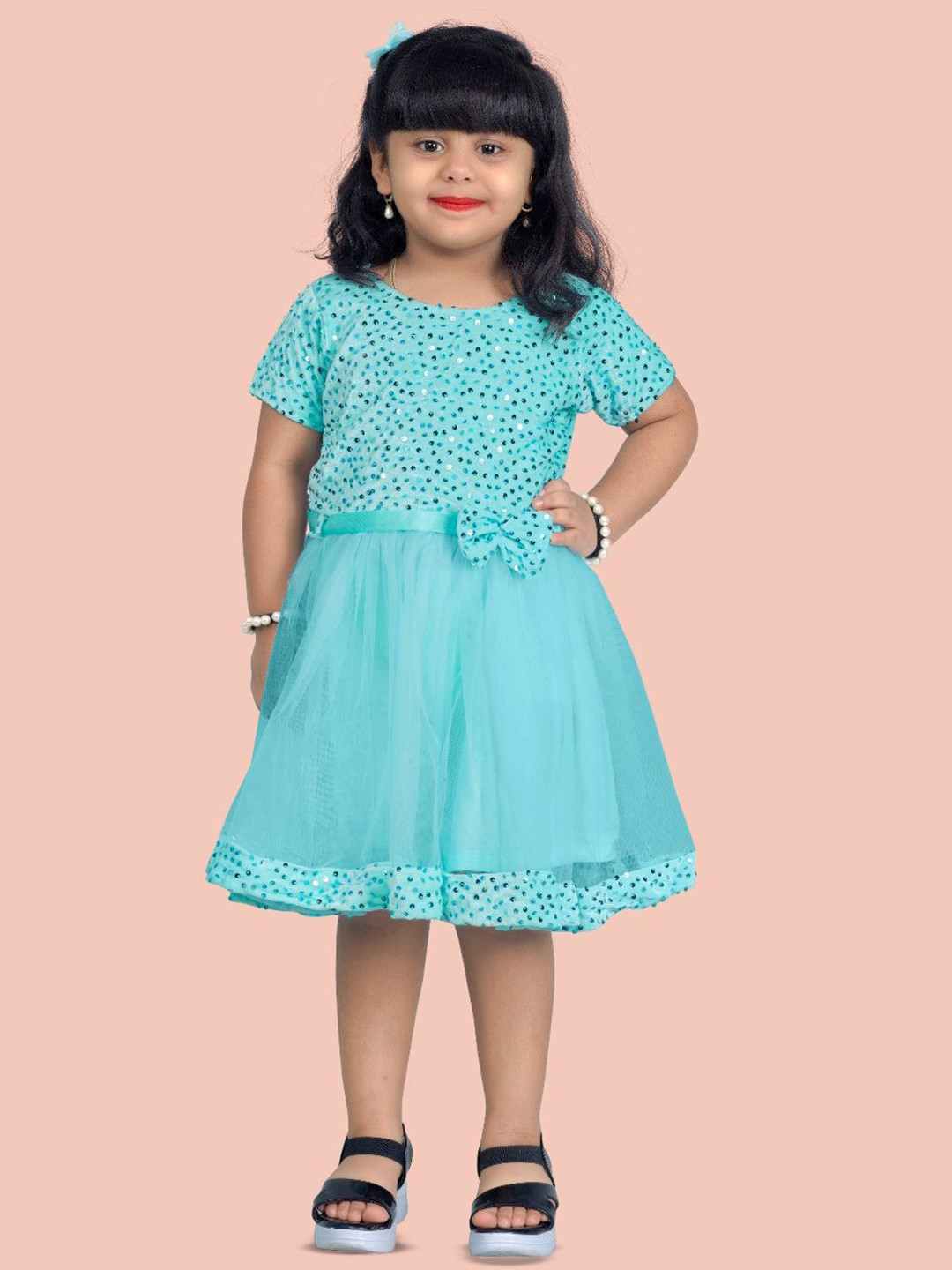 BAESD Velvet Sequinned Fit & Flare Dress