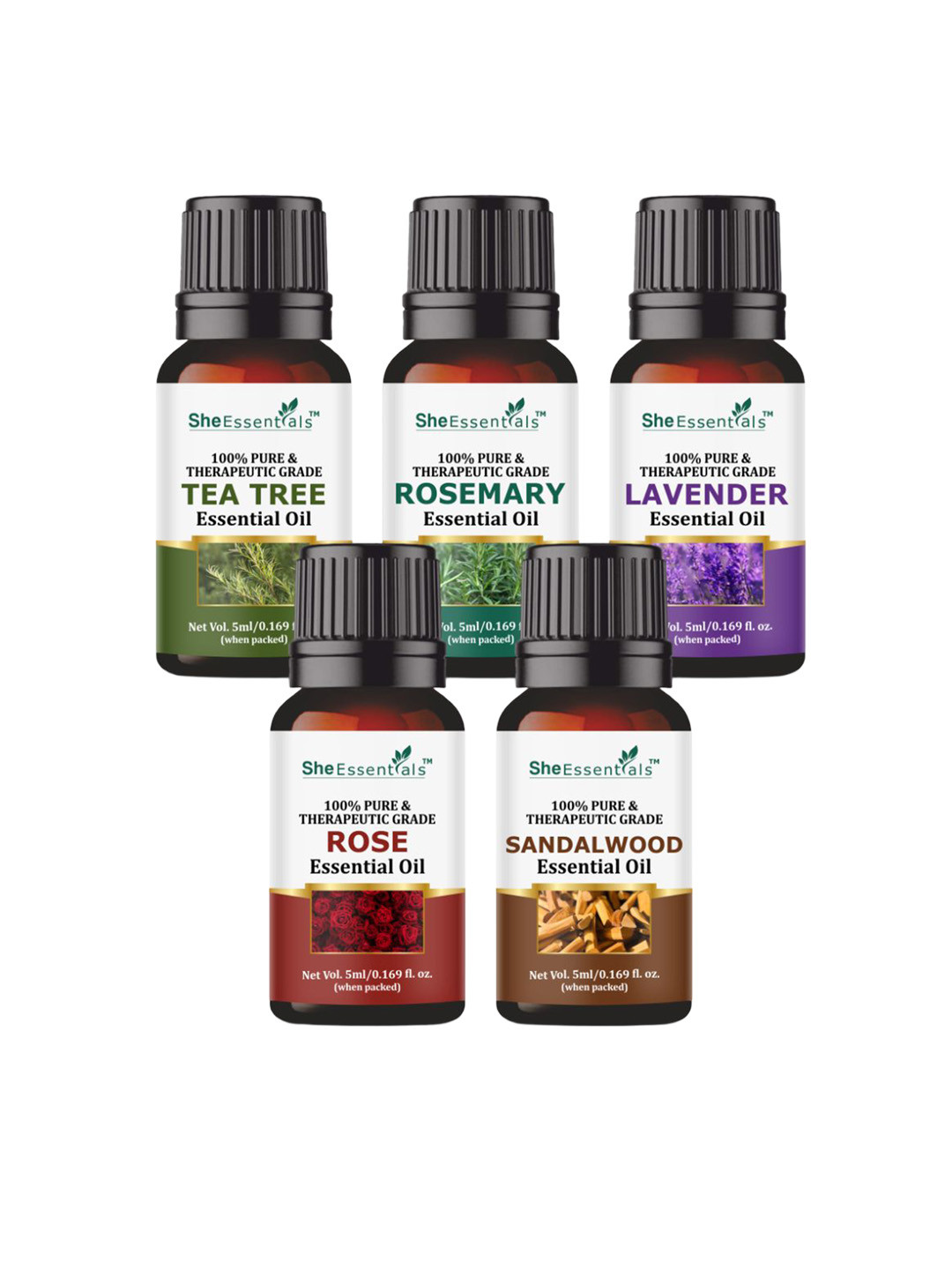 She Essentials Set Of 5 Combo Essential Oil - 15ml Each