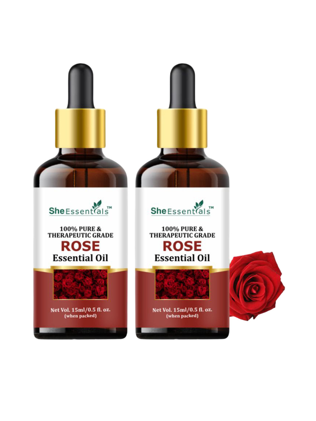 She Essentials Set Of 2 Rose Essential Oil - 15ml Each