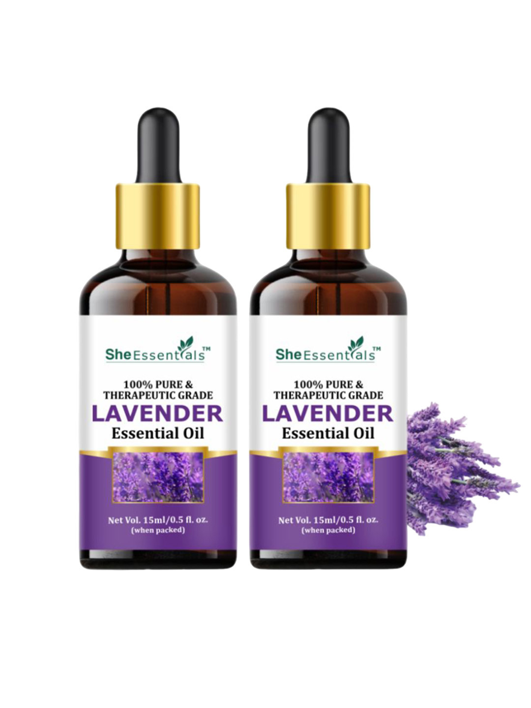 She Essentials Set Of 2 Lavender Essential Oil - 15ml Each