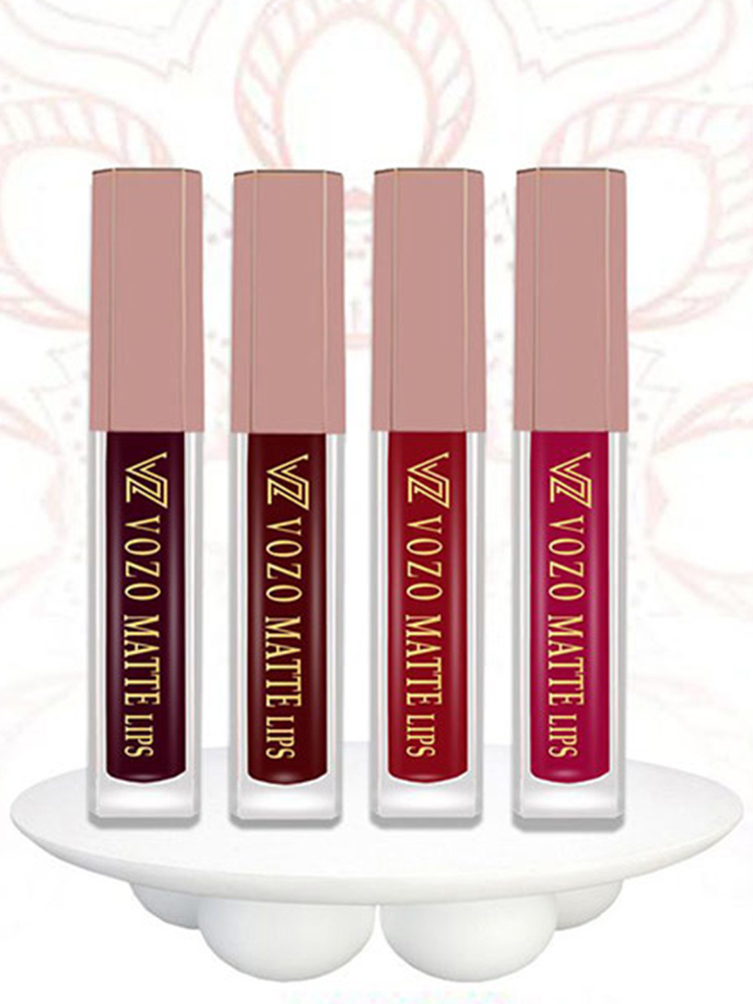 VOZO 4-Pc Velvety Smooth Matte Long Lasting Lipstick - 6ml Each MINI-LIPS-102-103-104-106