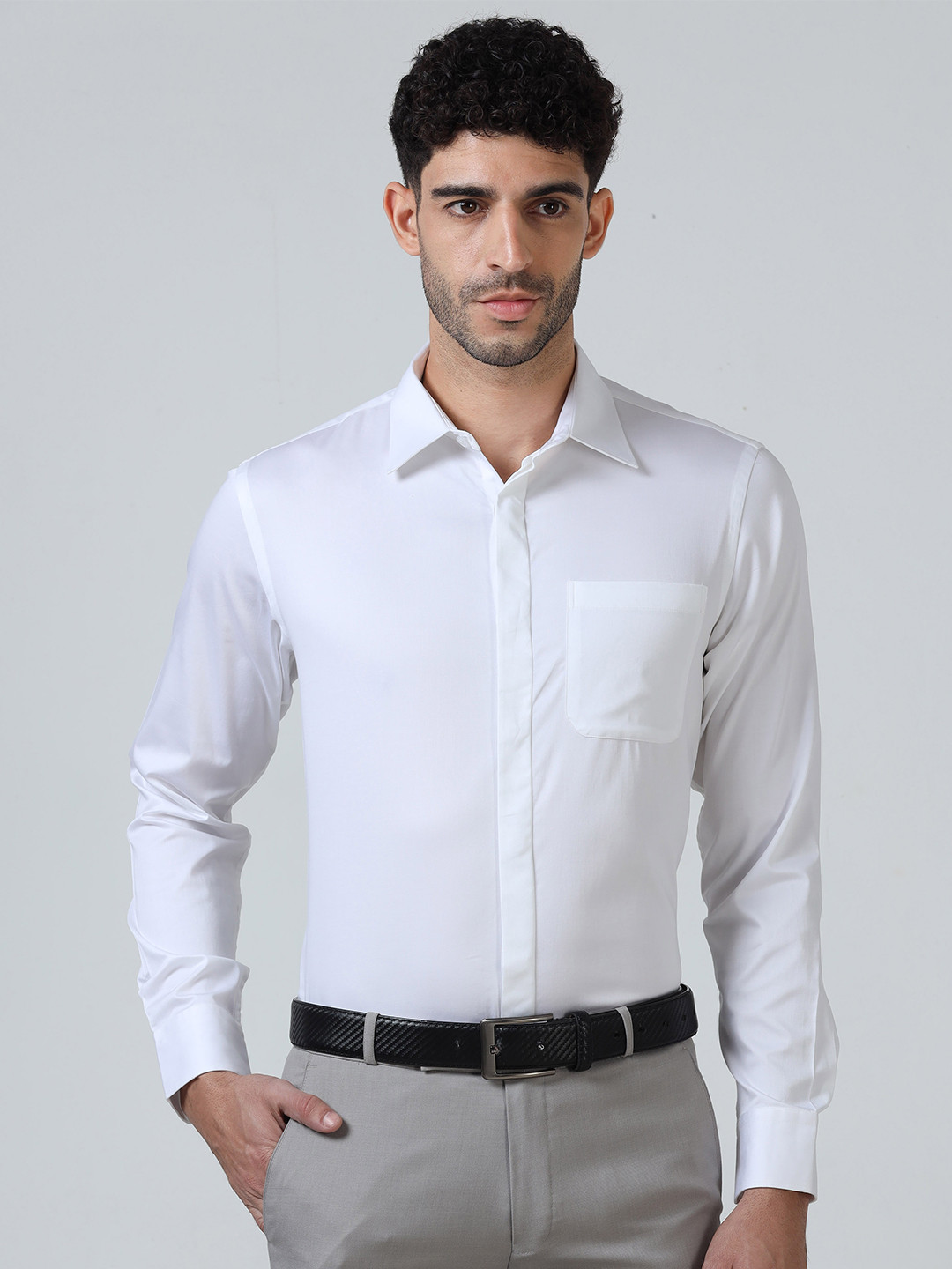 THE FORMAL CLUB Men TFC Concealed Placket & French Cuff Regular Fit Solid Formal Shirt
