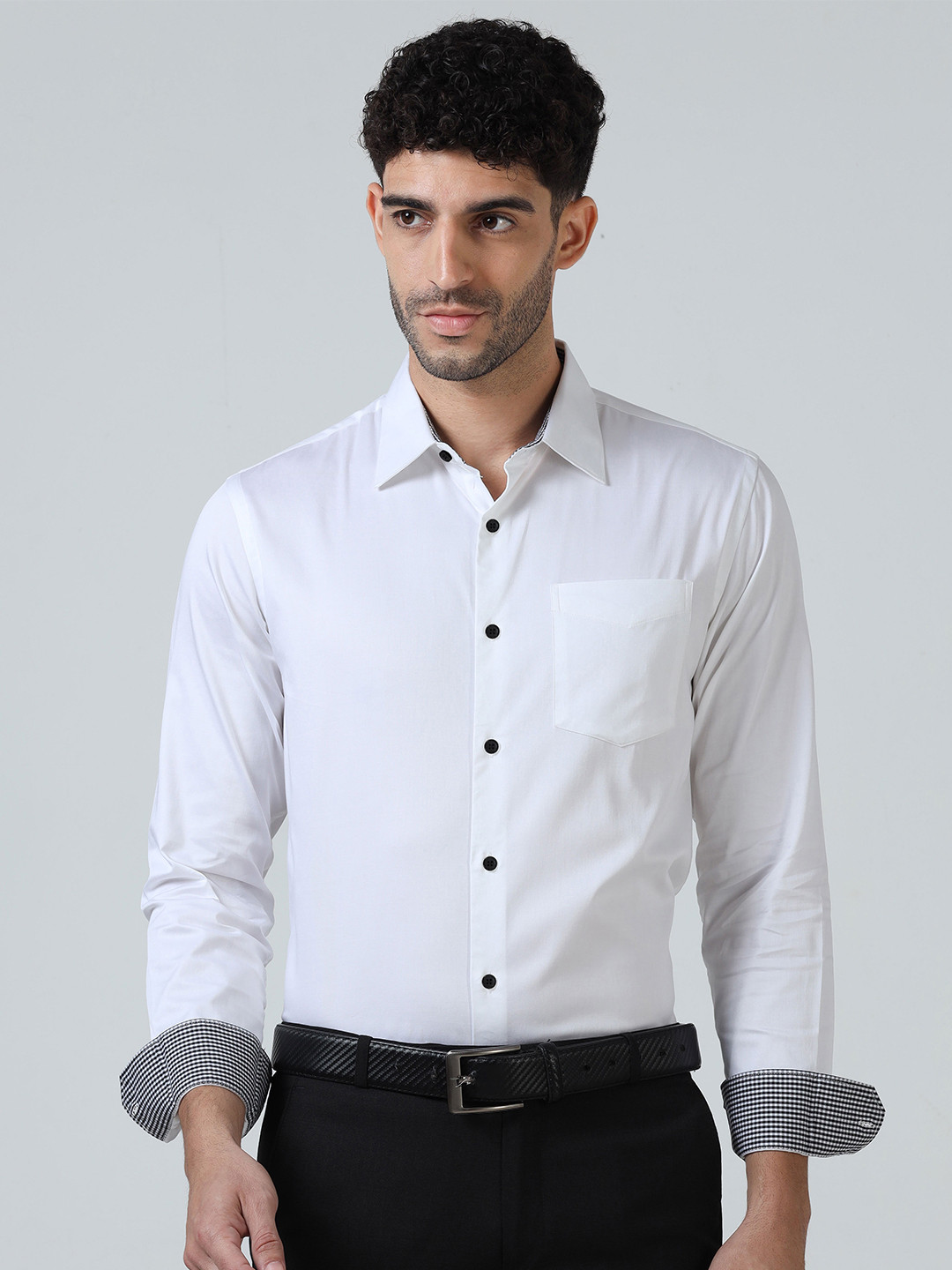 THE FORMAL CLUB Men Cotton Vintage Contrast Smart Fit Long Sleeve Solid Shirt