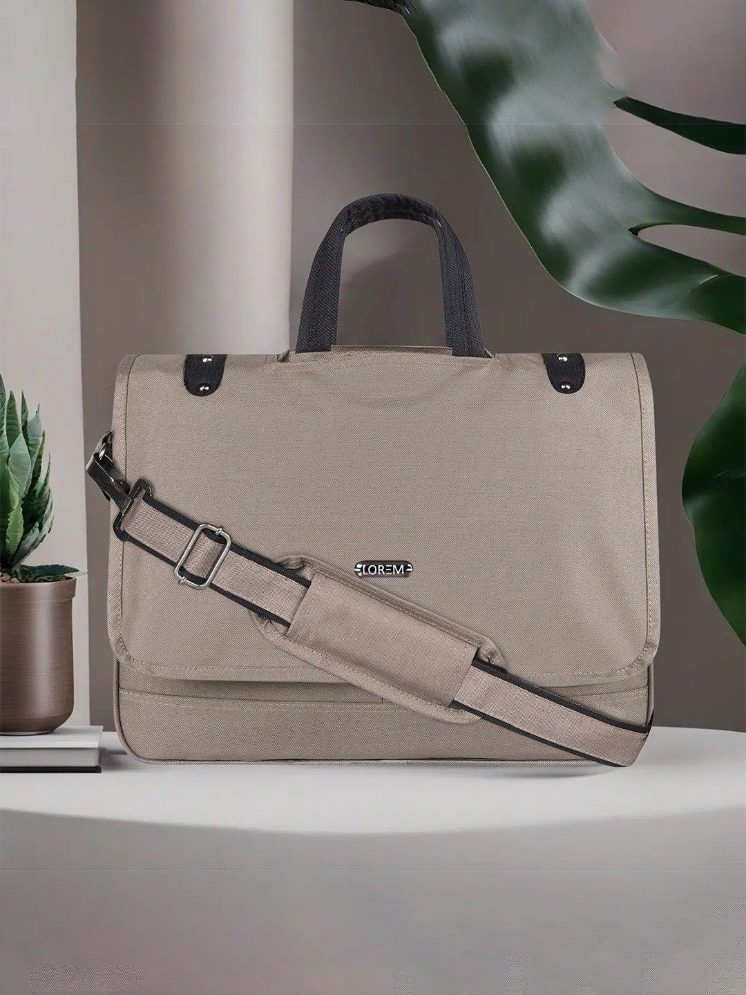 LOREM Grey Color Linen fabric 10L Messenger Bag For Men Laptop Bag