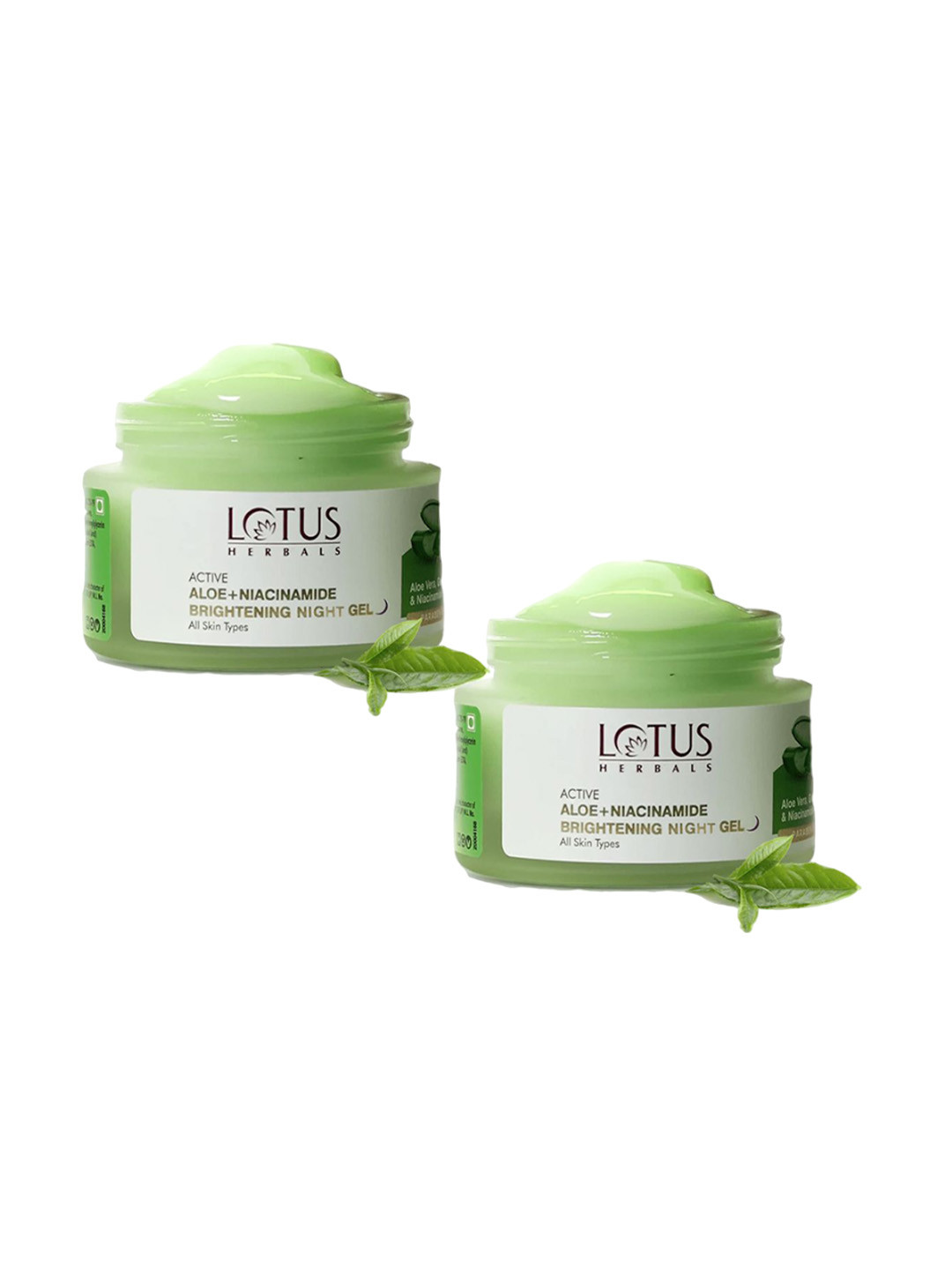 Lotus Herbals Set Of 2 Active Aloe Vera & Niacinamide Calm & Brighten Night Gel-50gm Each