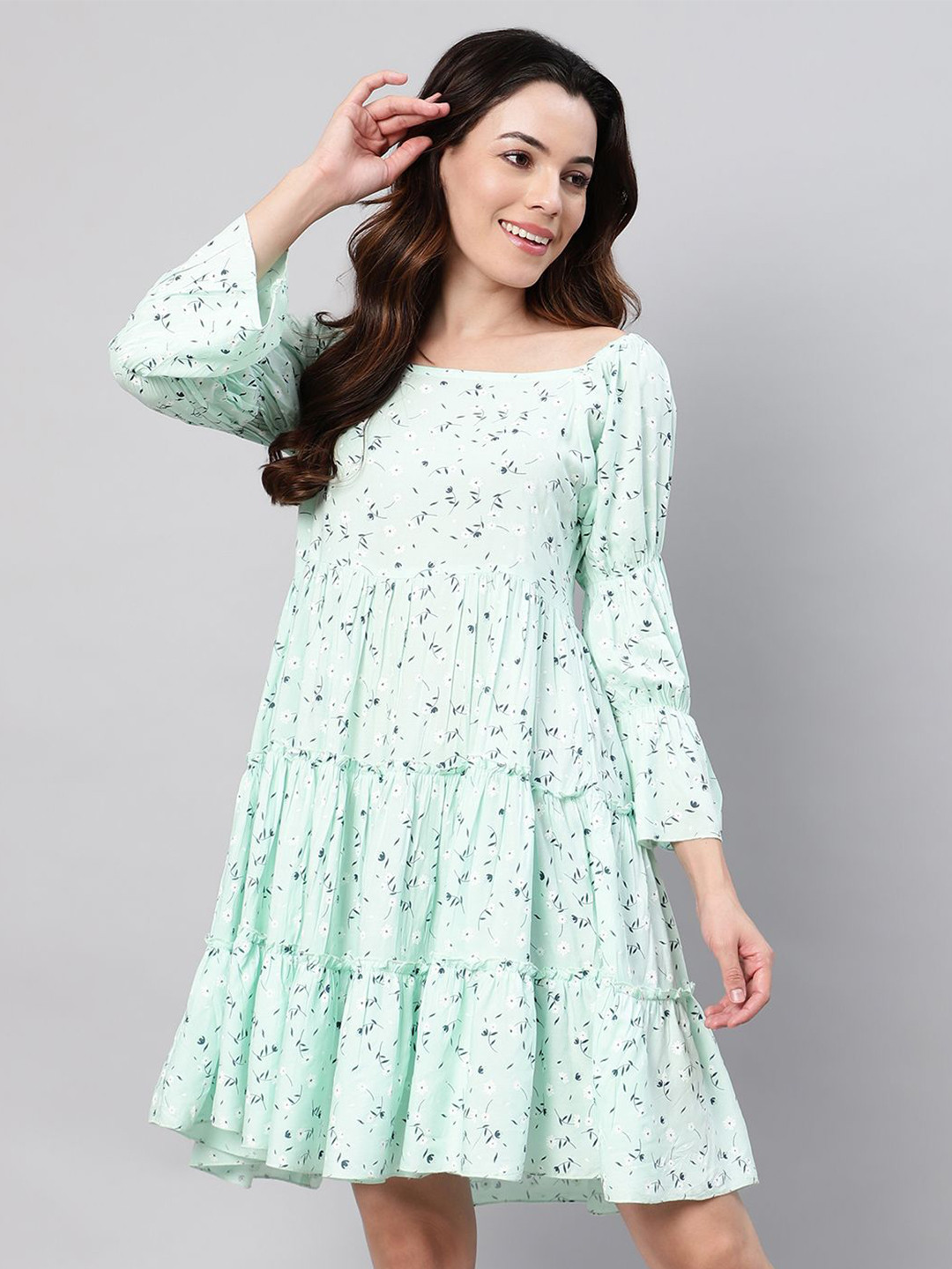 FLAMBOYANT Print Women Floral Print Viscose Rayon Longline Top